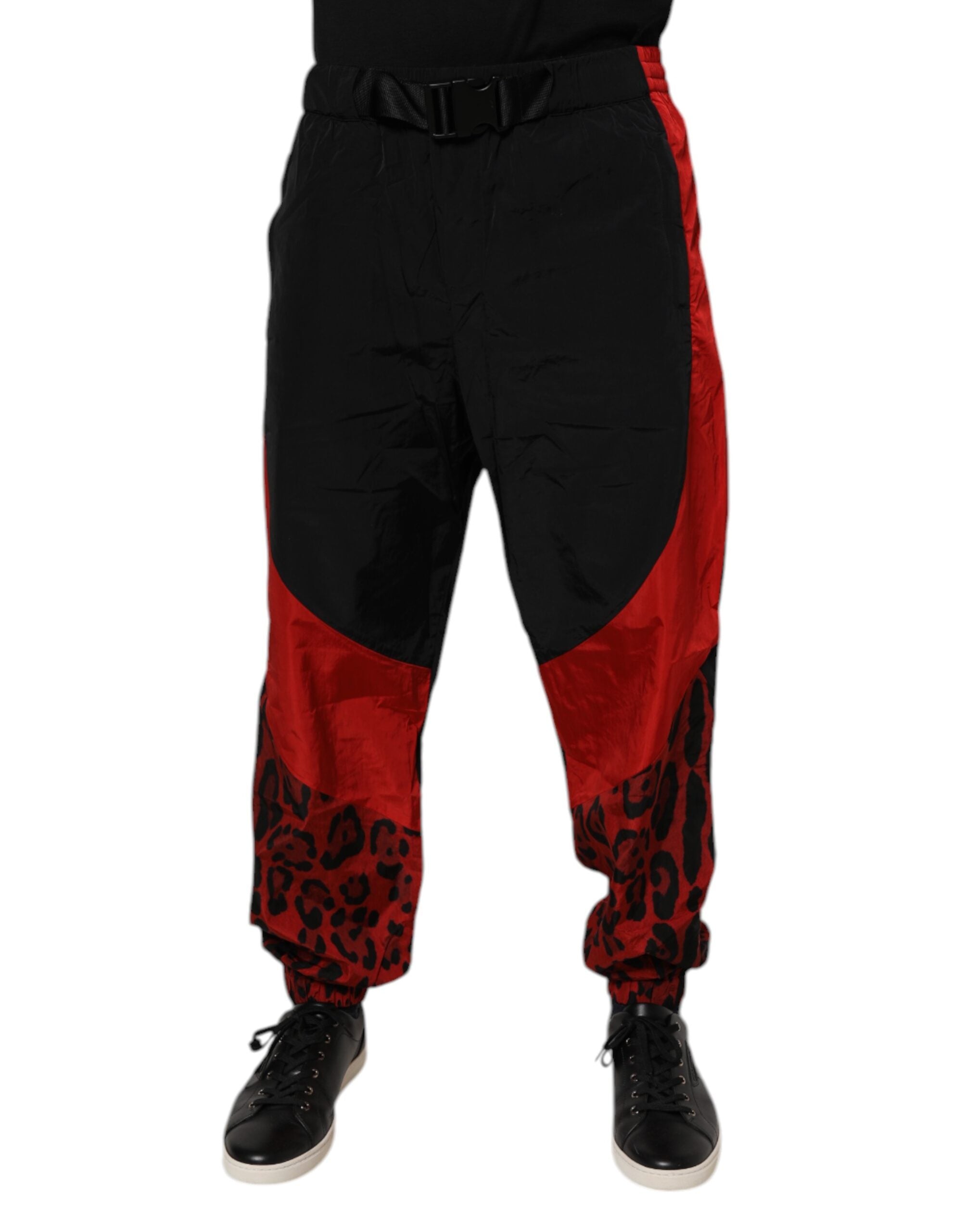 Dolce & Gabbana Black Red Leopard Jogger SweatMen's Men's Pants