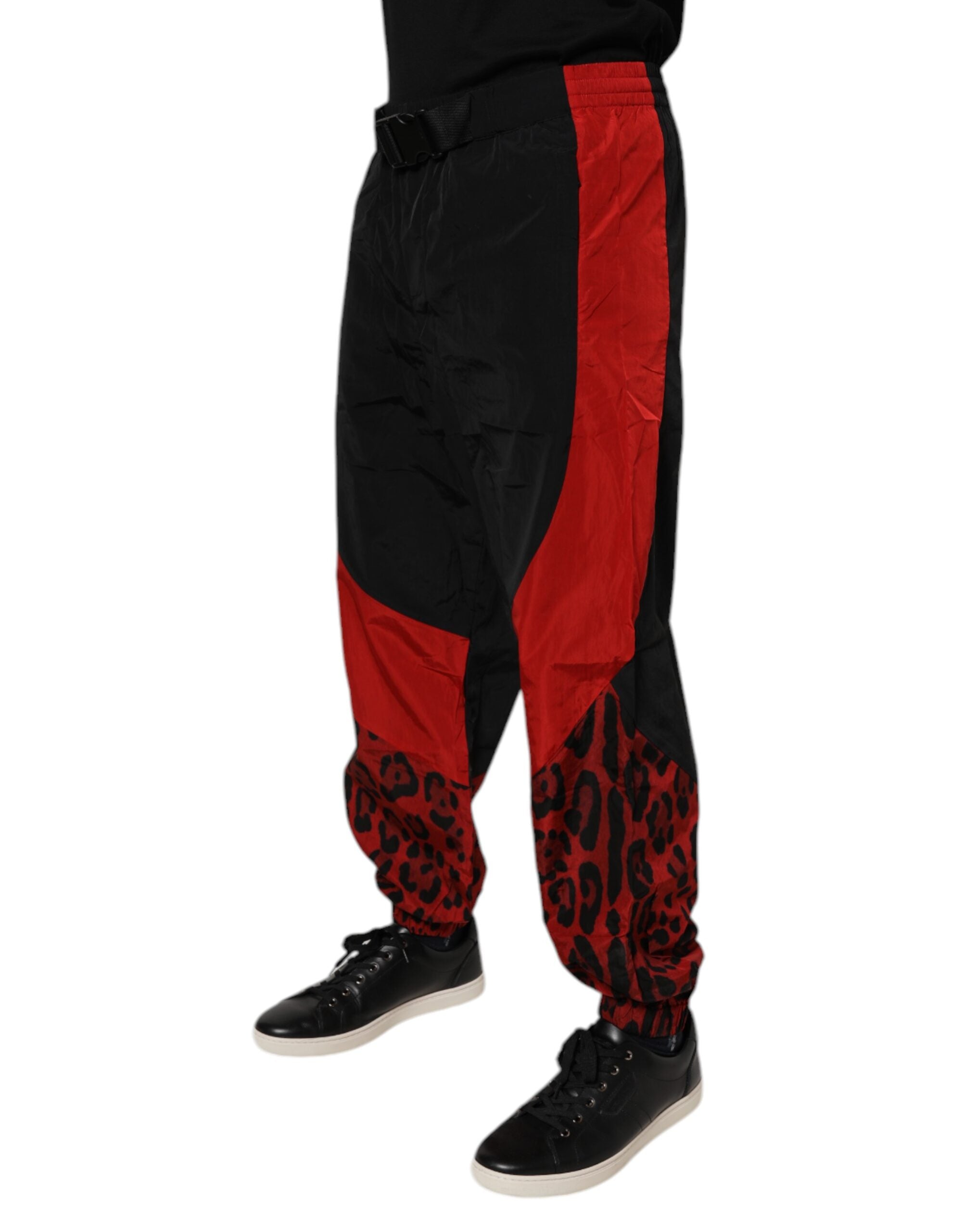Dolce & Gabbana Black Red Leopard Jogger SweatMen's Men's Pants