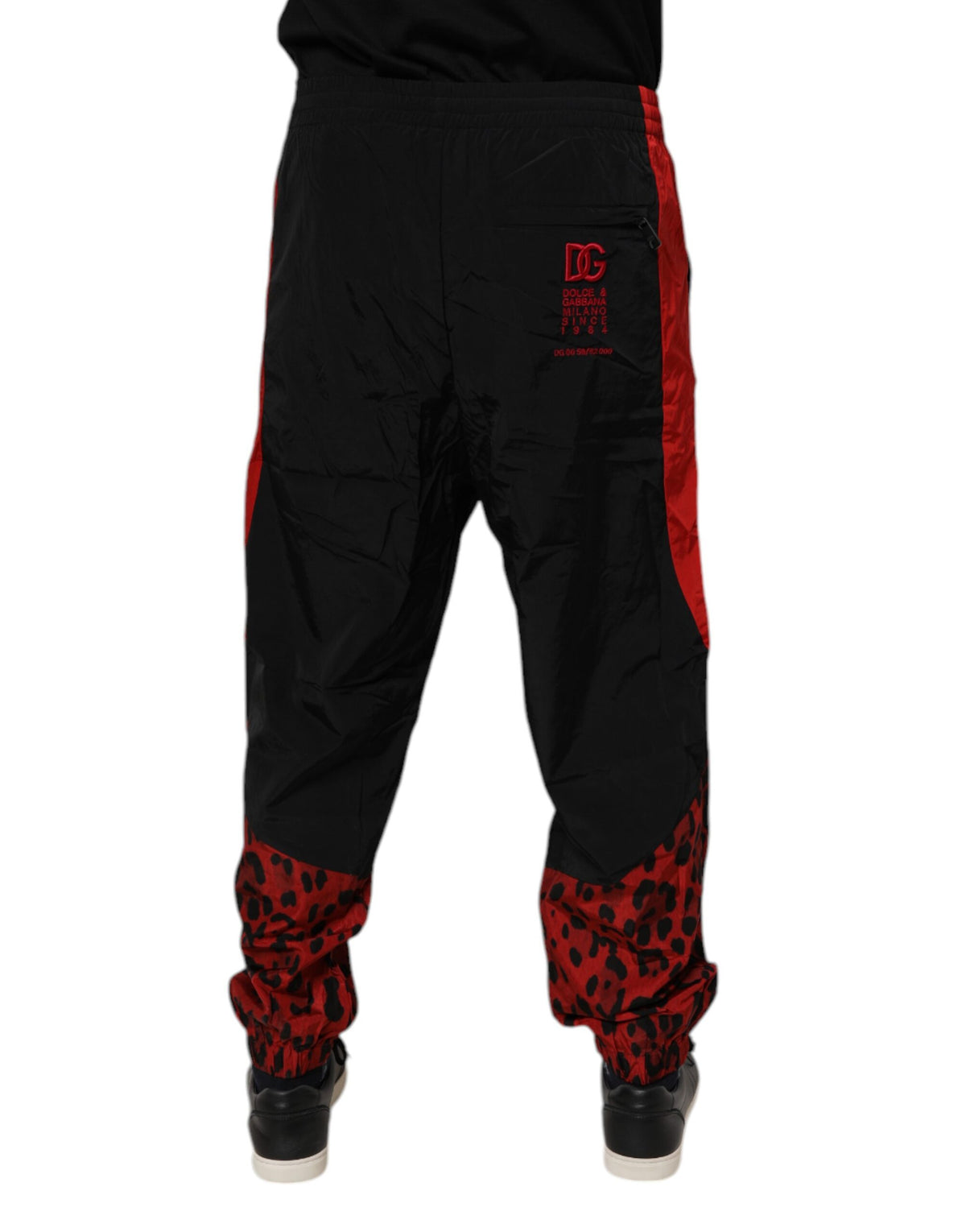 Dolce & Gabbana Black Red Leopard Jogger SweatMen's Men's Pants