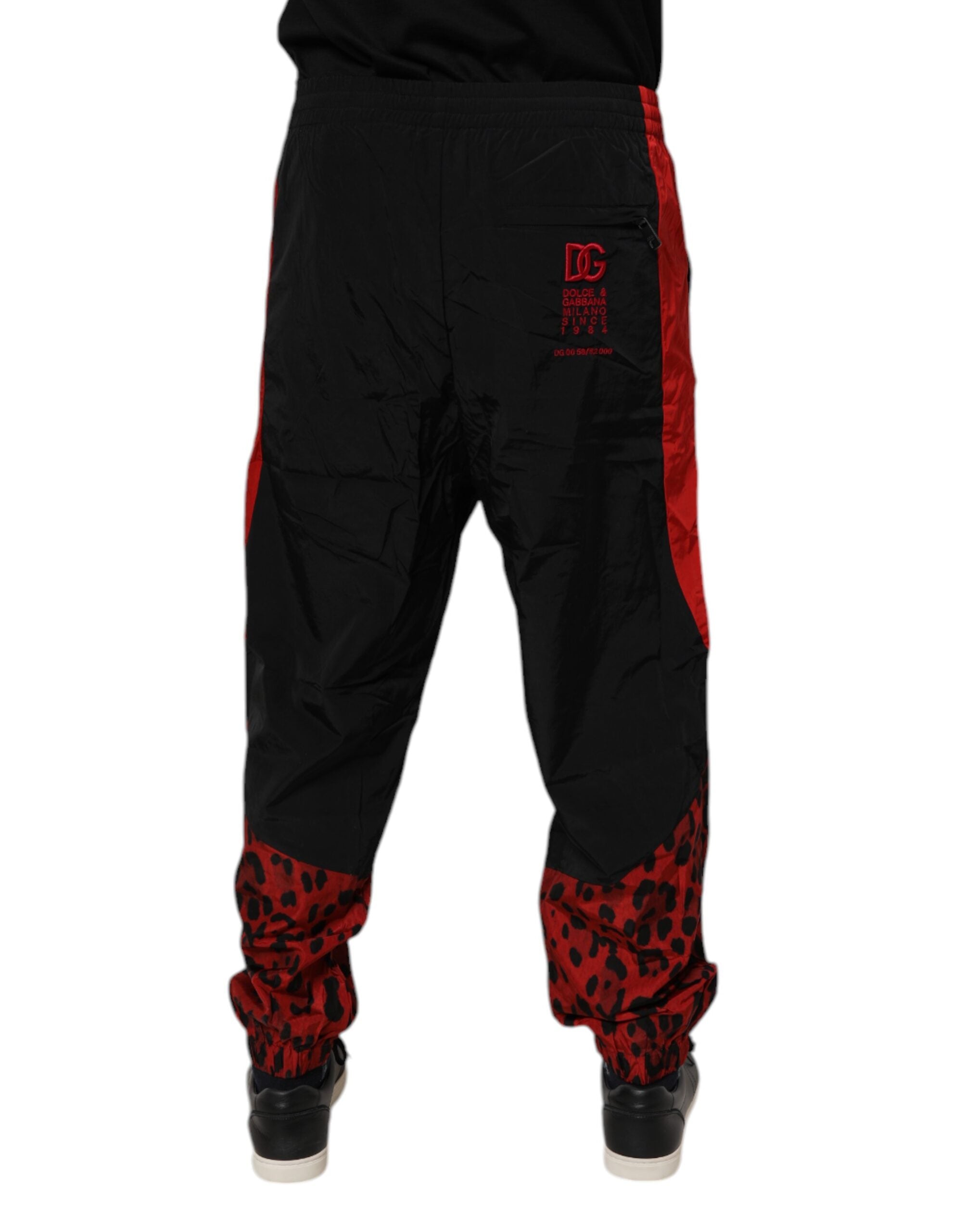 Dolce & Gabbana Black Red Leopard Jogger SweatMen's Men's Pants