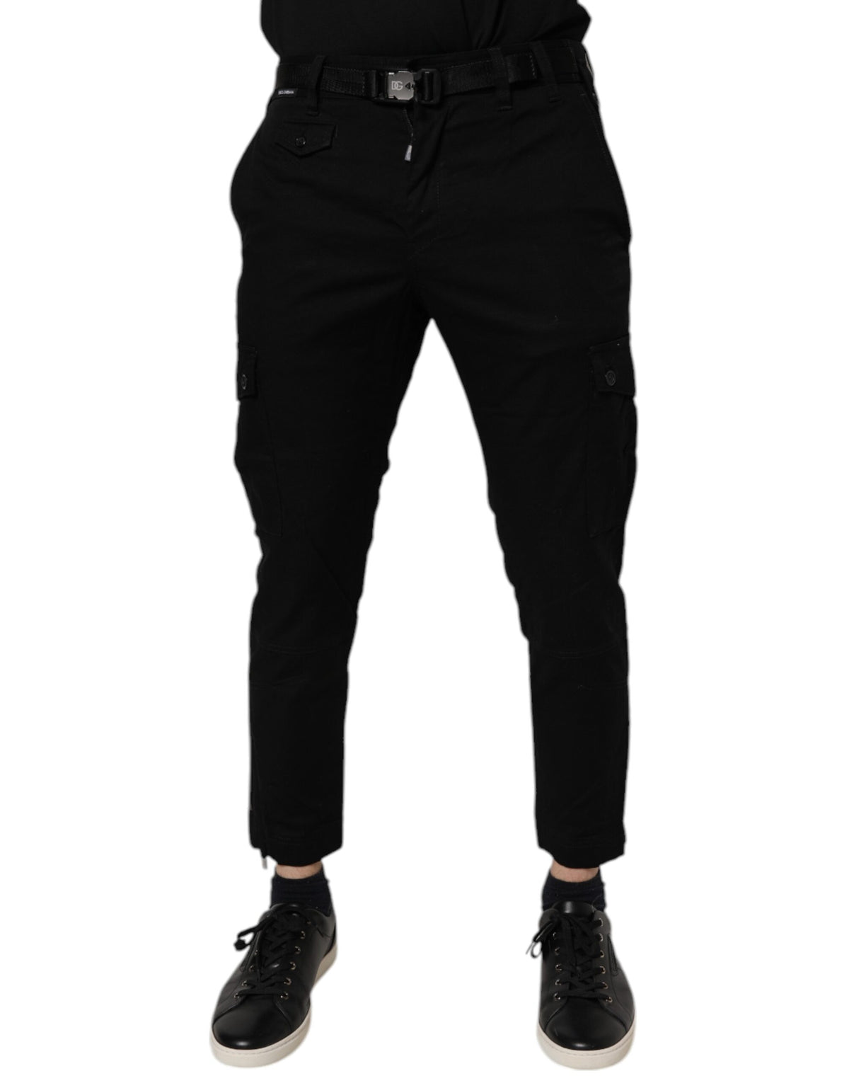 Dolce & Gabbana Black Cotton Stretch Skinny Cargo Denim Men's Jeans