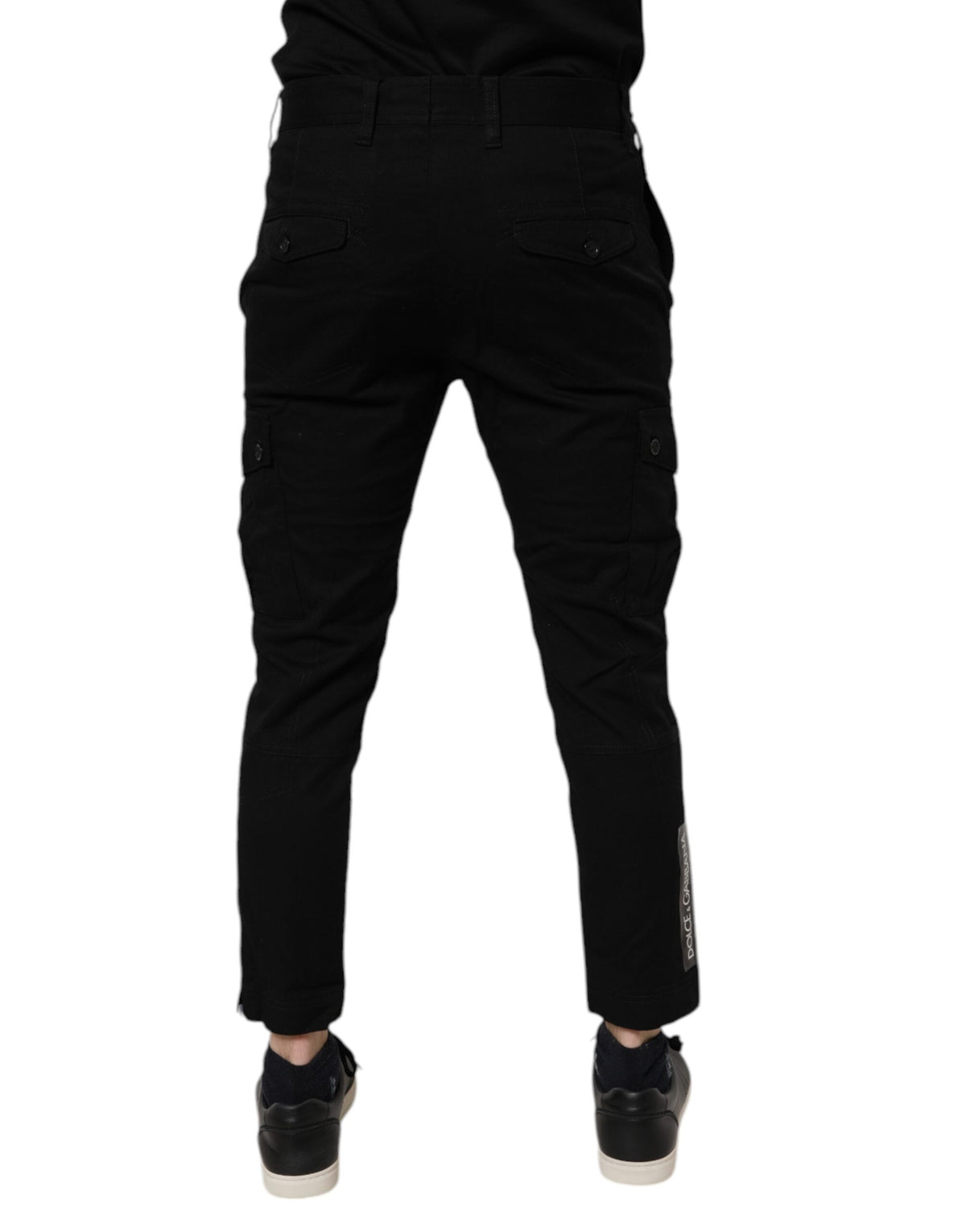 Dolce & Gabbana Black Cotton Stretch Skinny Cargo Denim Men's Jeans