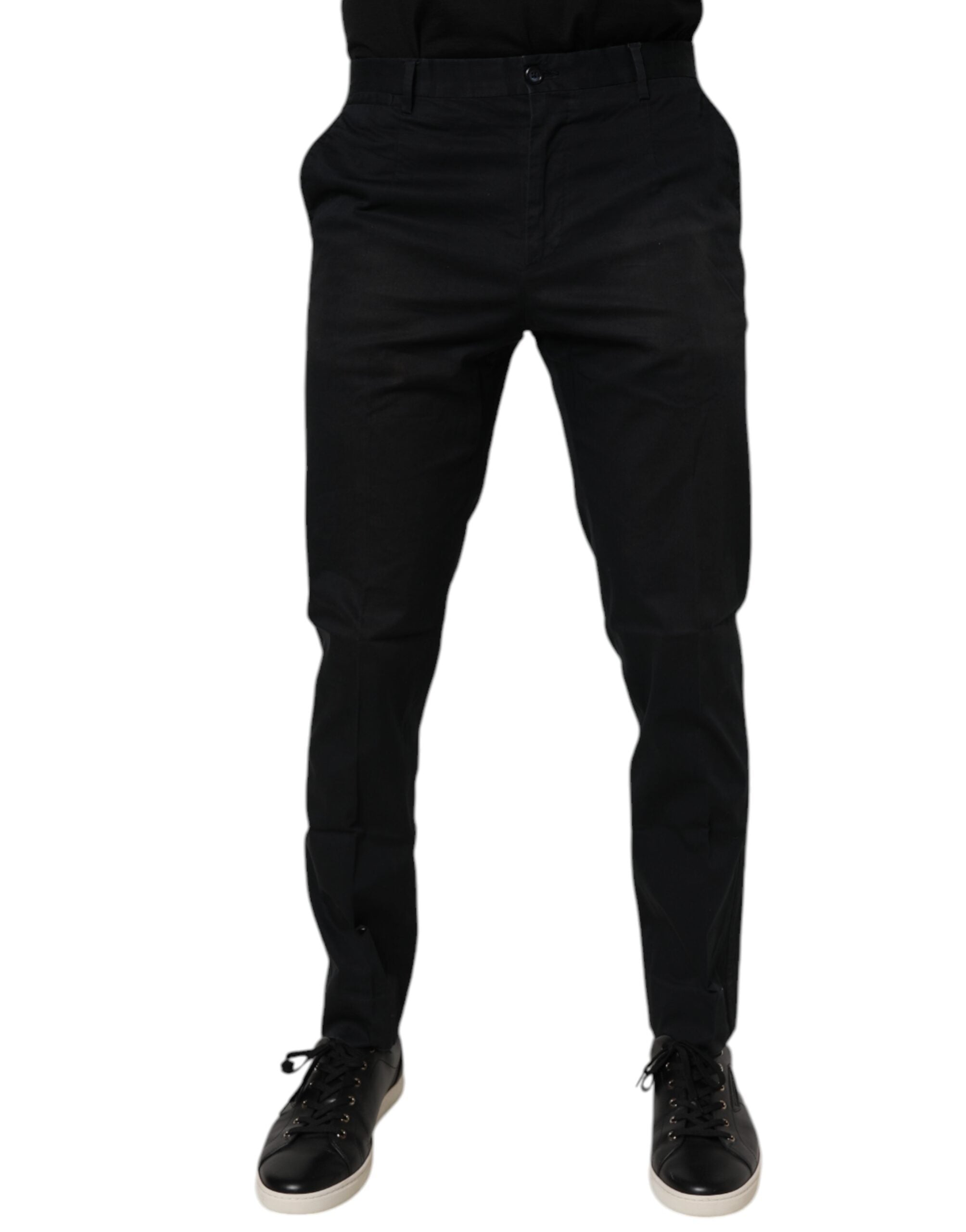 Dolce & Gabbana Black Cotton Stretch Skinny Dress Formal Men's Pants (Pre-Owned)
