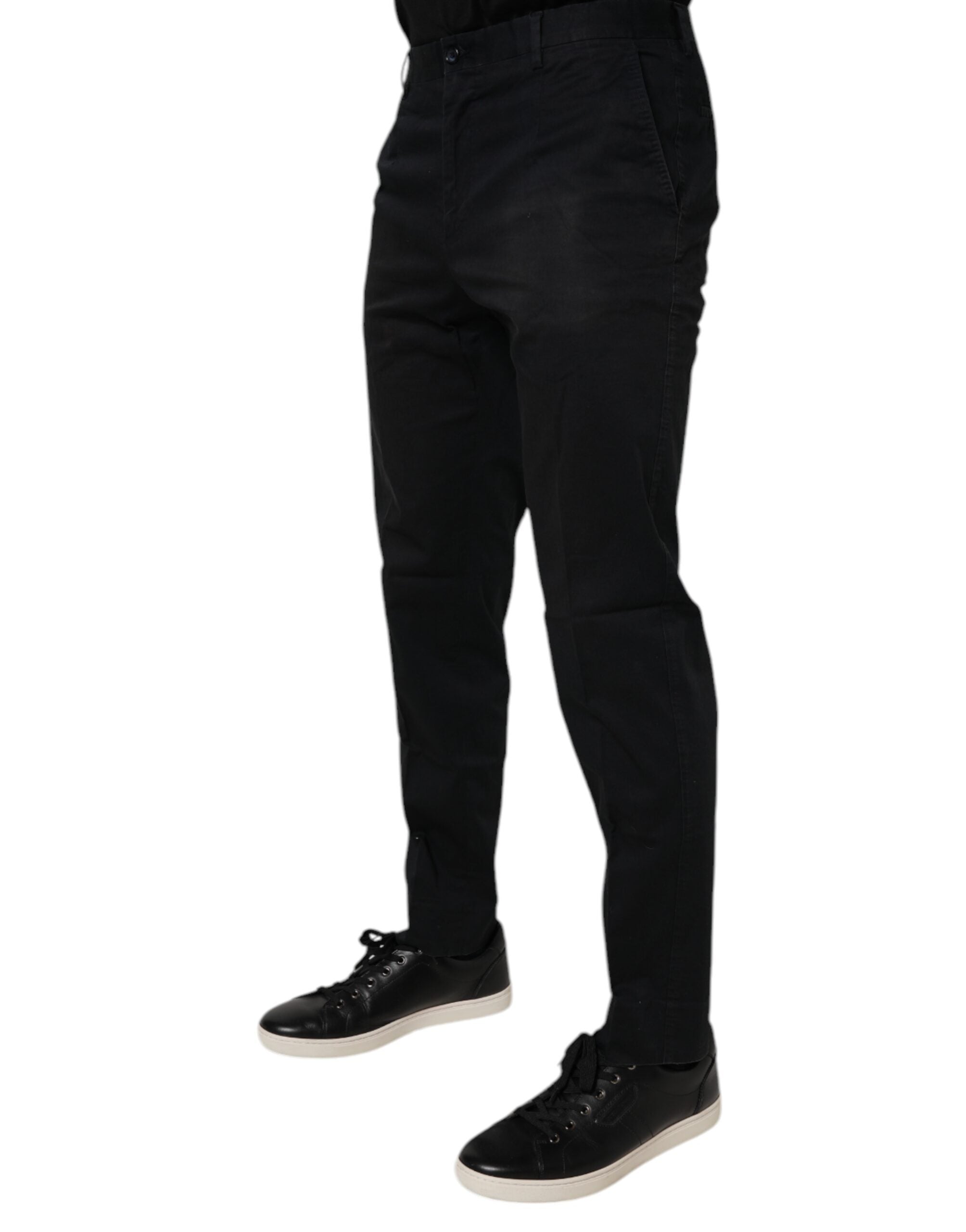 Dolce & Gabbana Black Cotton Stretch Skinny Dress Formal Men's Pants (Pre-Owned)