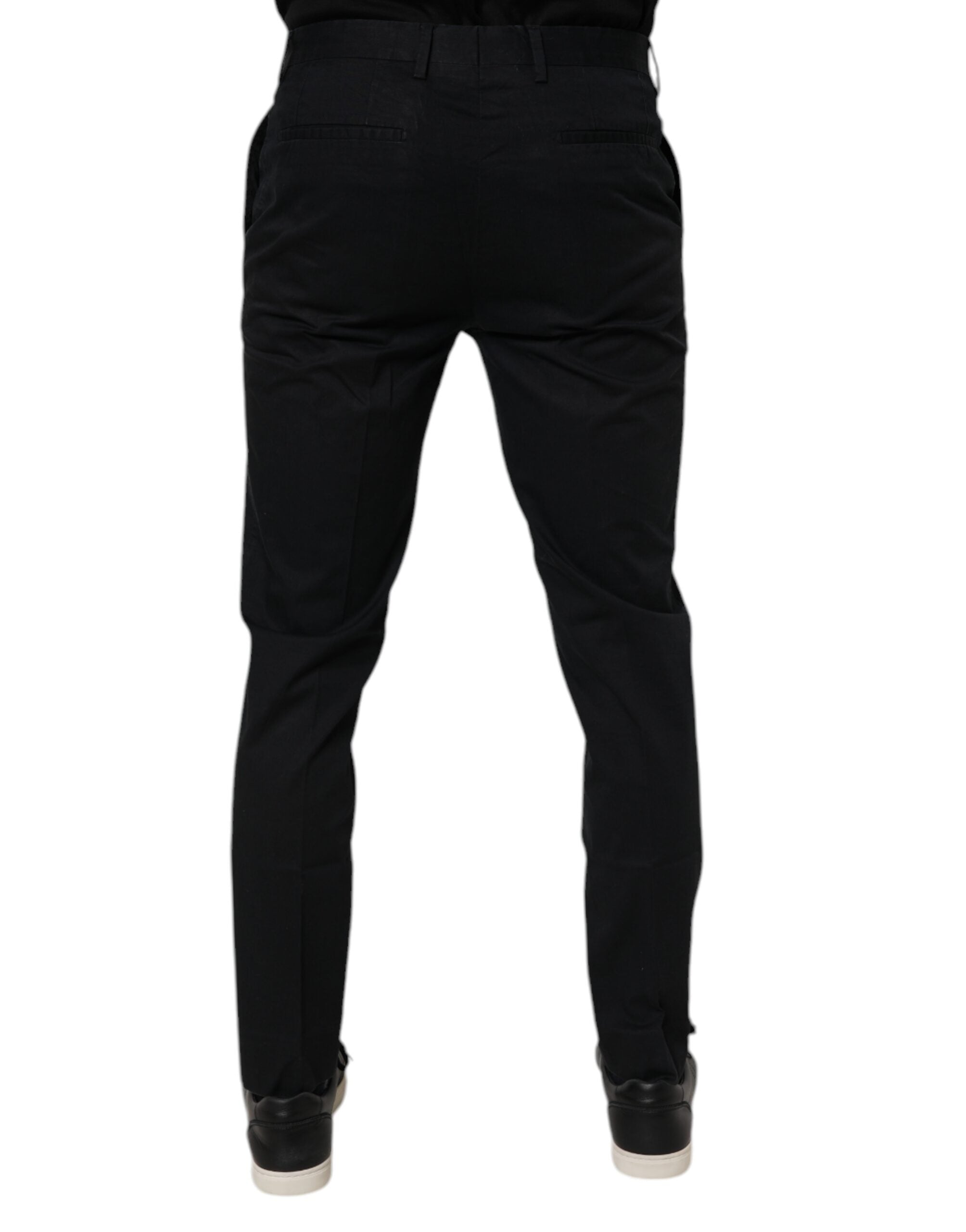 Dolce & Gabbana Black Cotton Stretch Skinny Dress Formal Men's Pants (Pre-Owned)