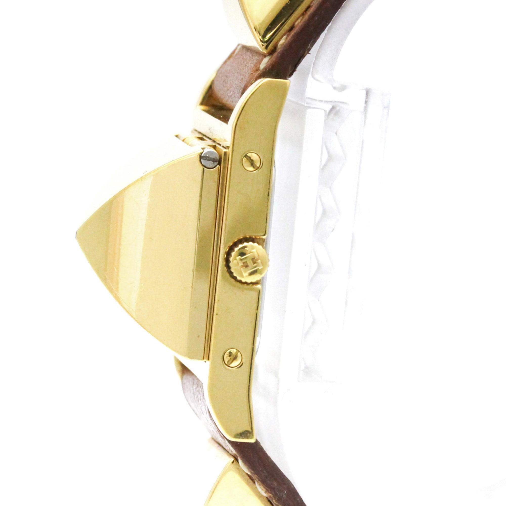 Hermes Medor Quartz Plated Metal And Leather Watch (Pre-Owned)