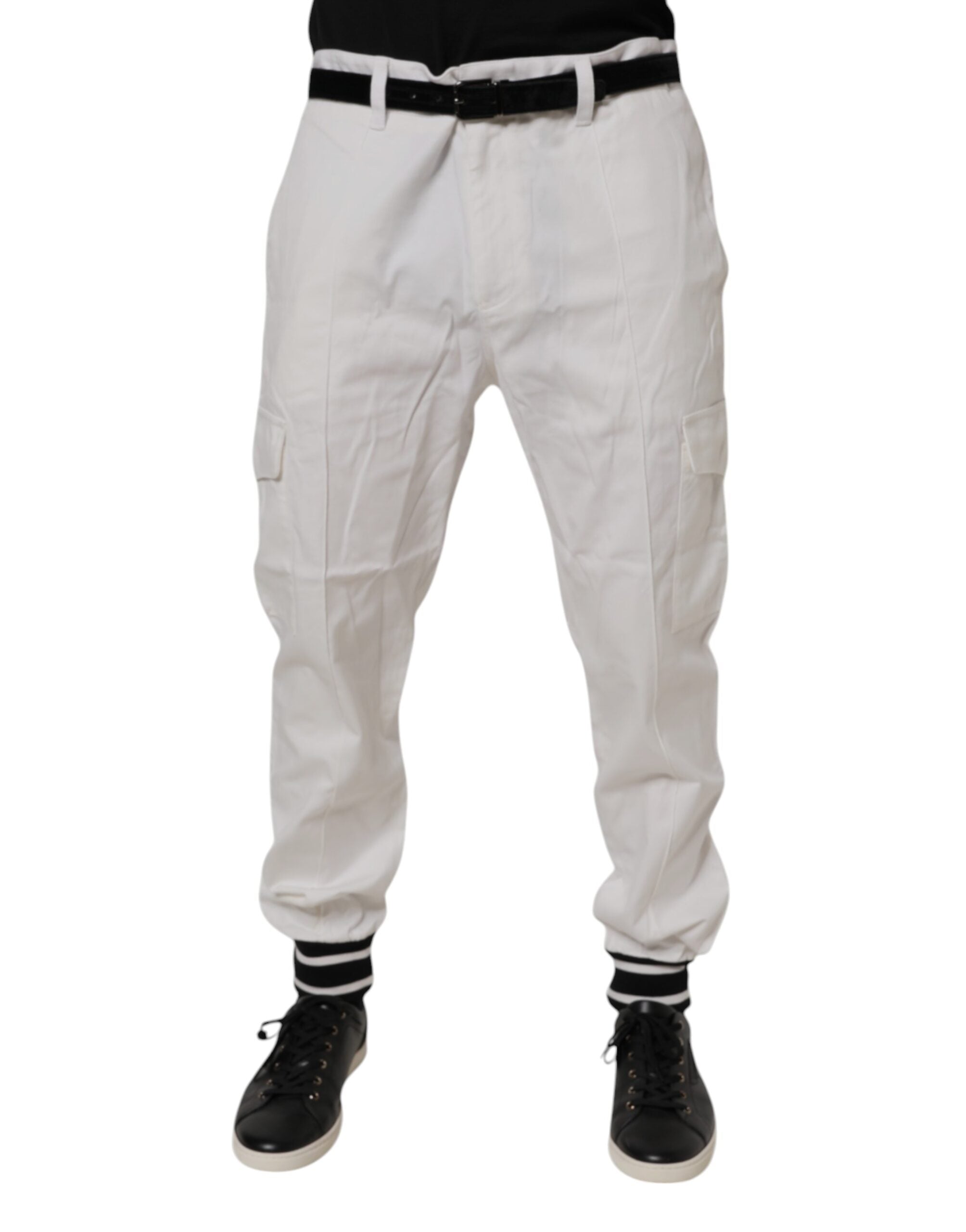 Dolce & Gabbana White Cotton Jogger Cargo Skinny Men's Pants (Pre-Owned)