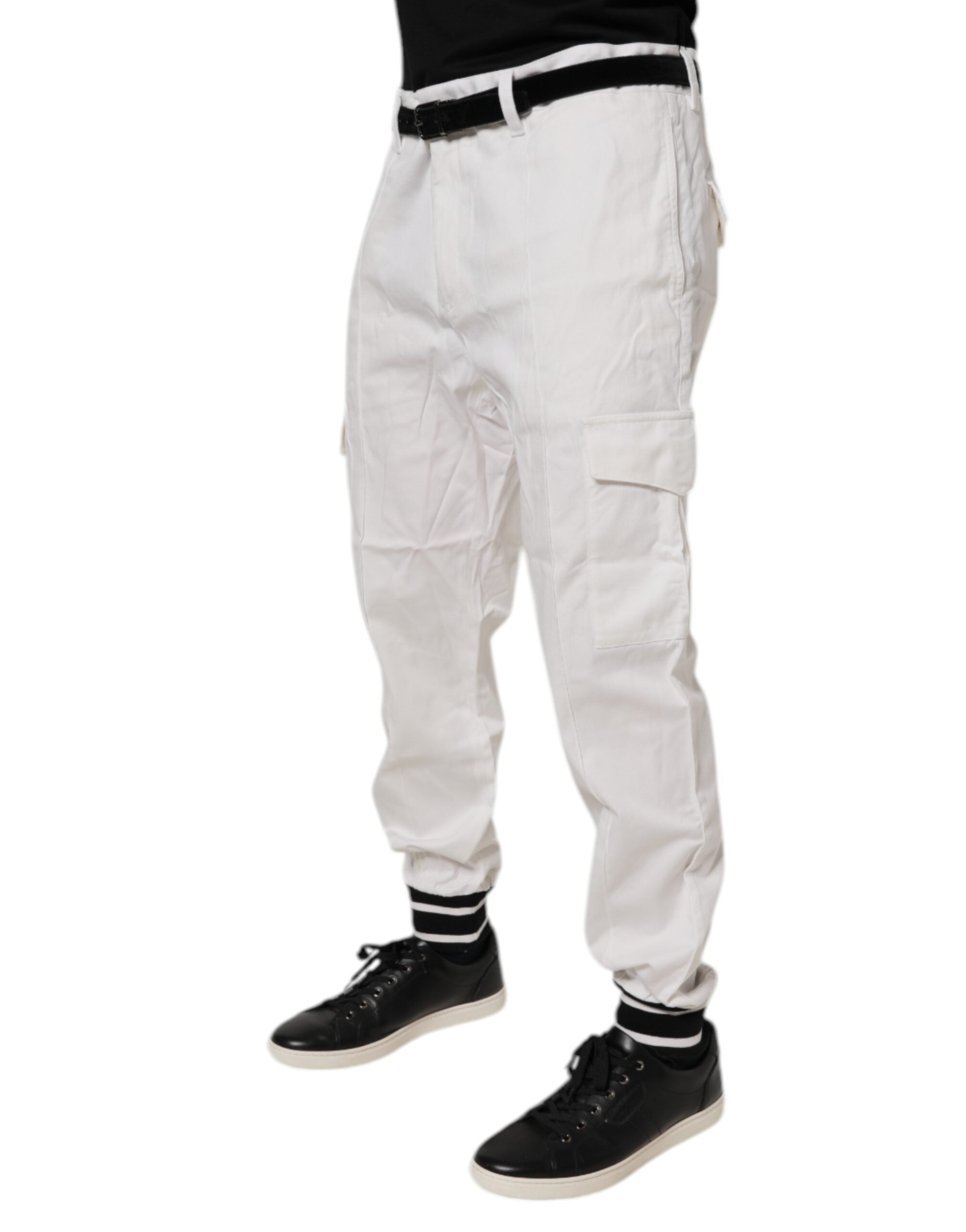 Dolce & Gabbana White Cotton Jogger Cargo Skinny Men's Pants (Pre-Owned)