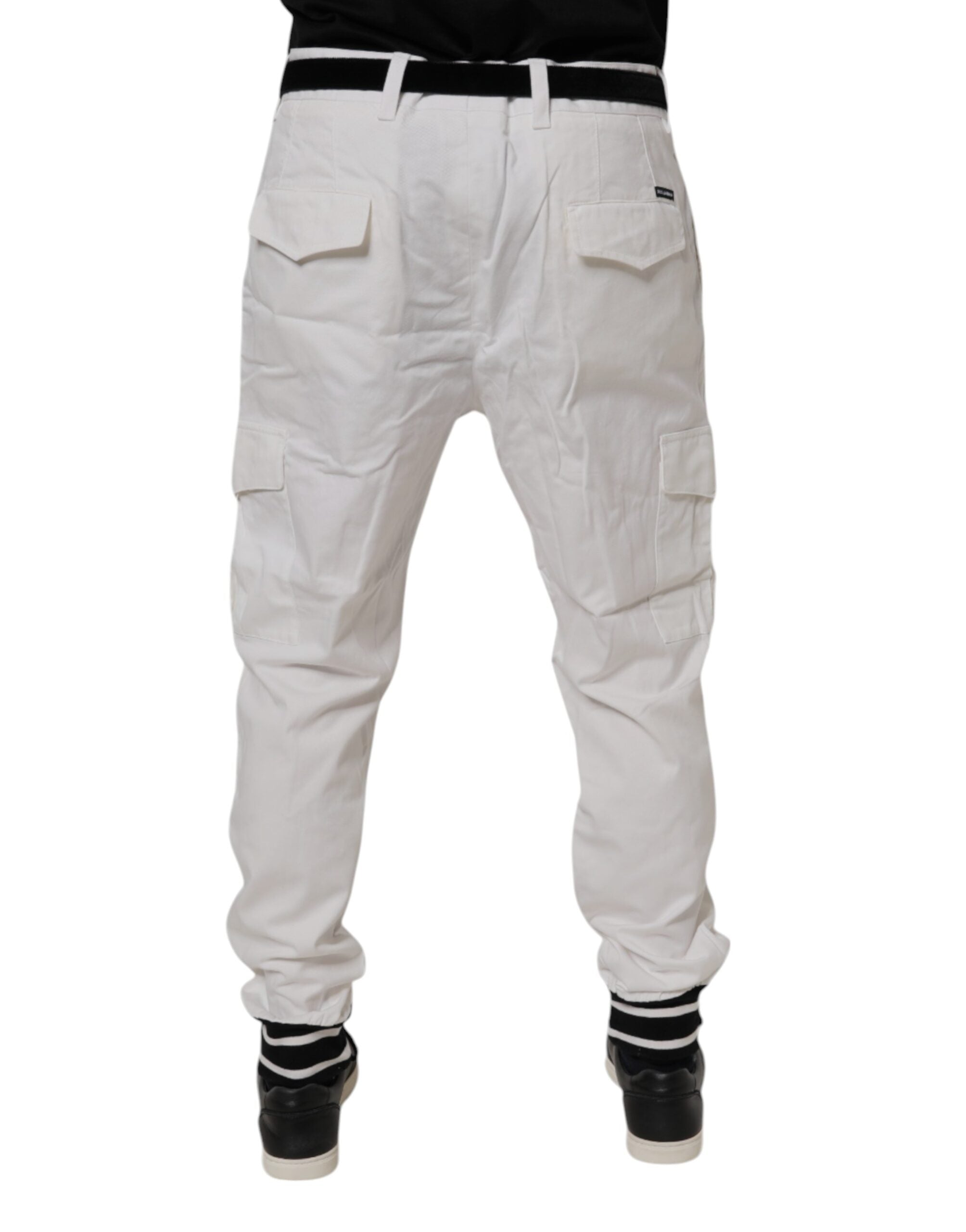 Dolce & Gabbana White Cotton Jogger Cargo Skinny Men's Pants (Pre-Owned)
