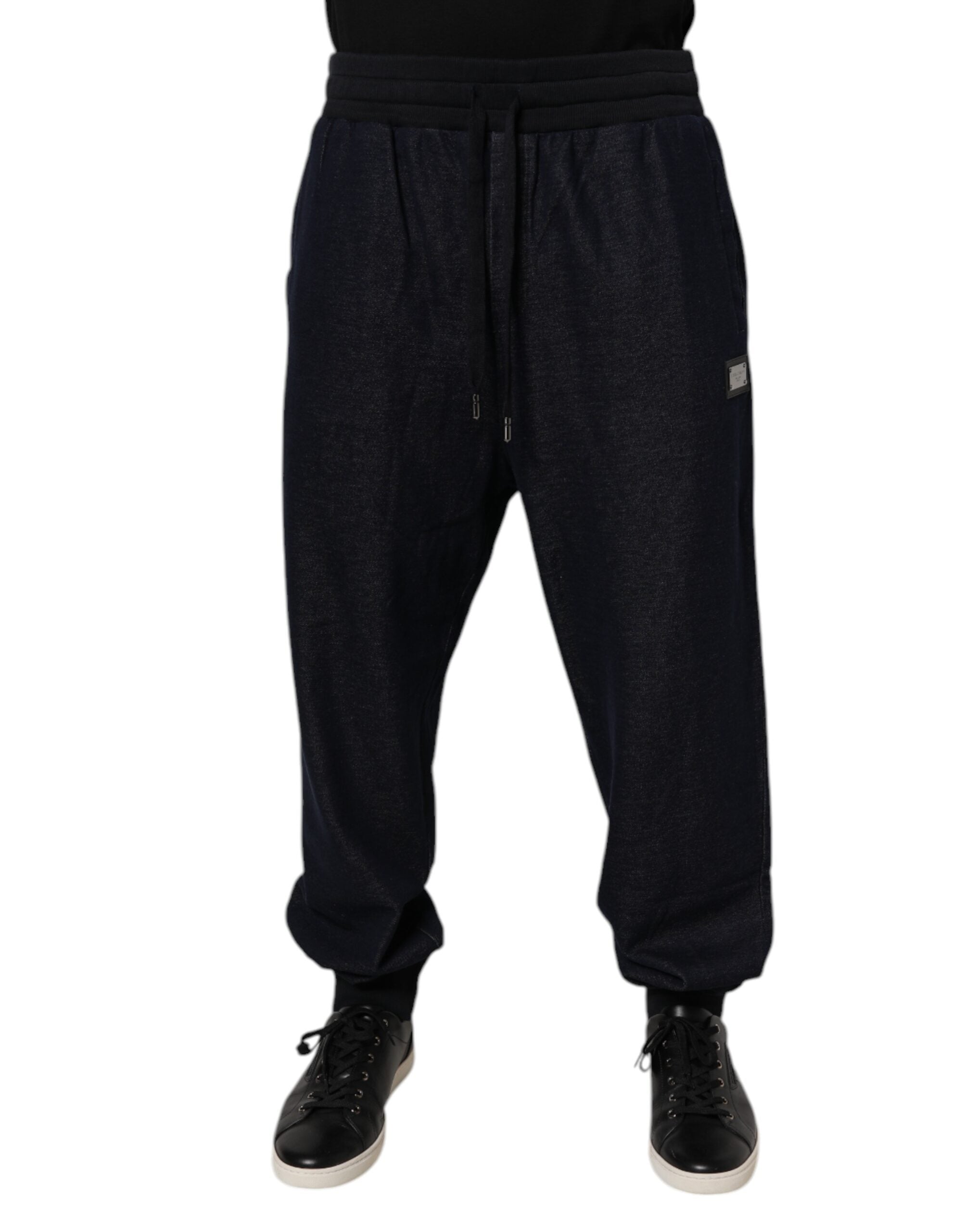 Dolce & Gabbana Black Jacquard Cotton Jogger SweatMen's Men's Pants