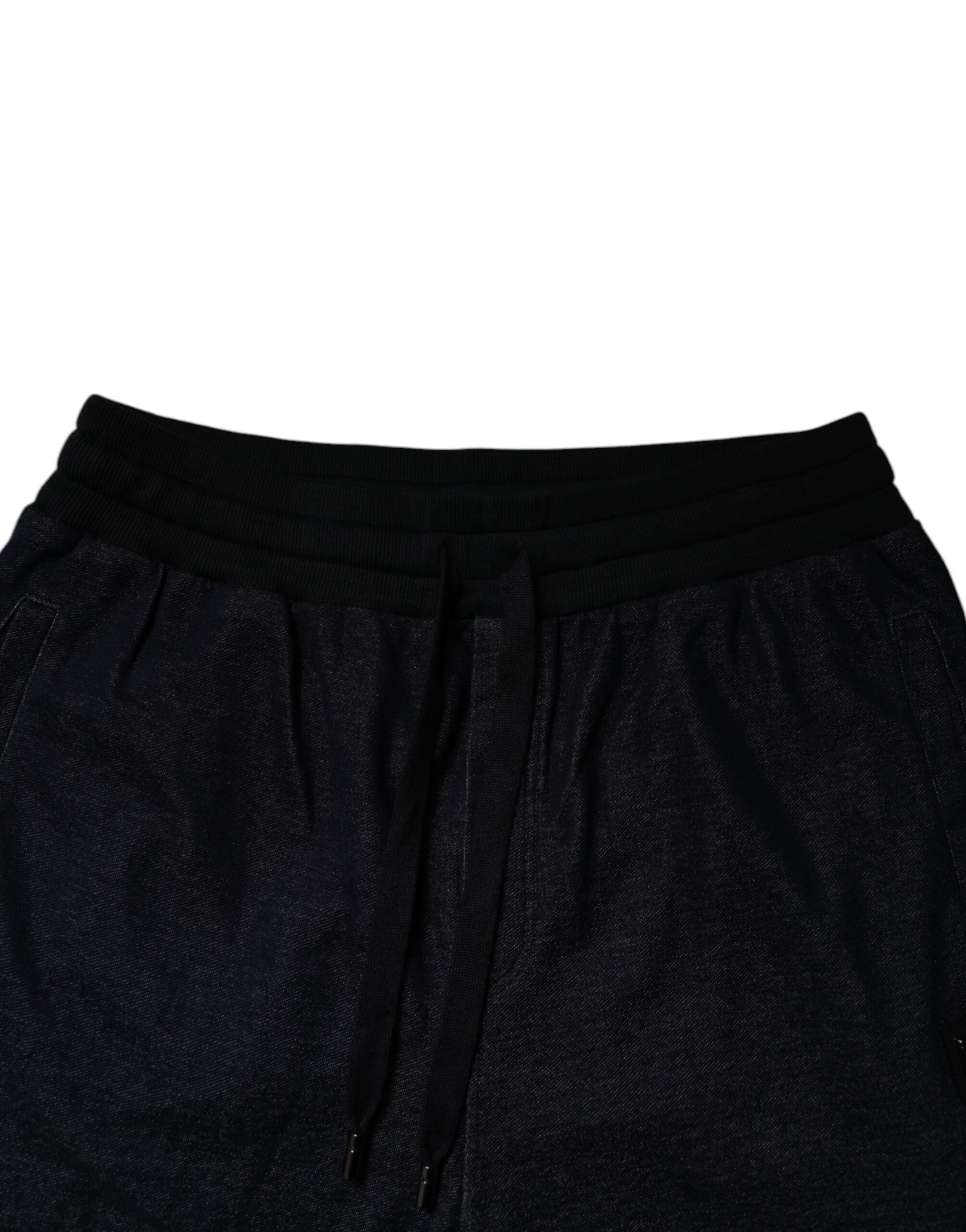 Dolce & Gabbana Black Jacquard Cotton Jogger SweatMen's Men's Pants