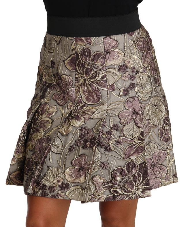 Dolce & Gabbana A-Line Mini Floral Print Jaquard Women's Skirt
