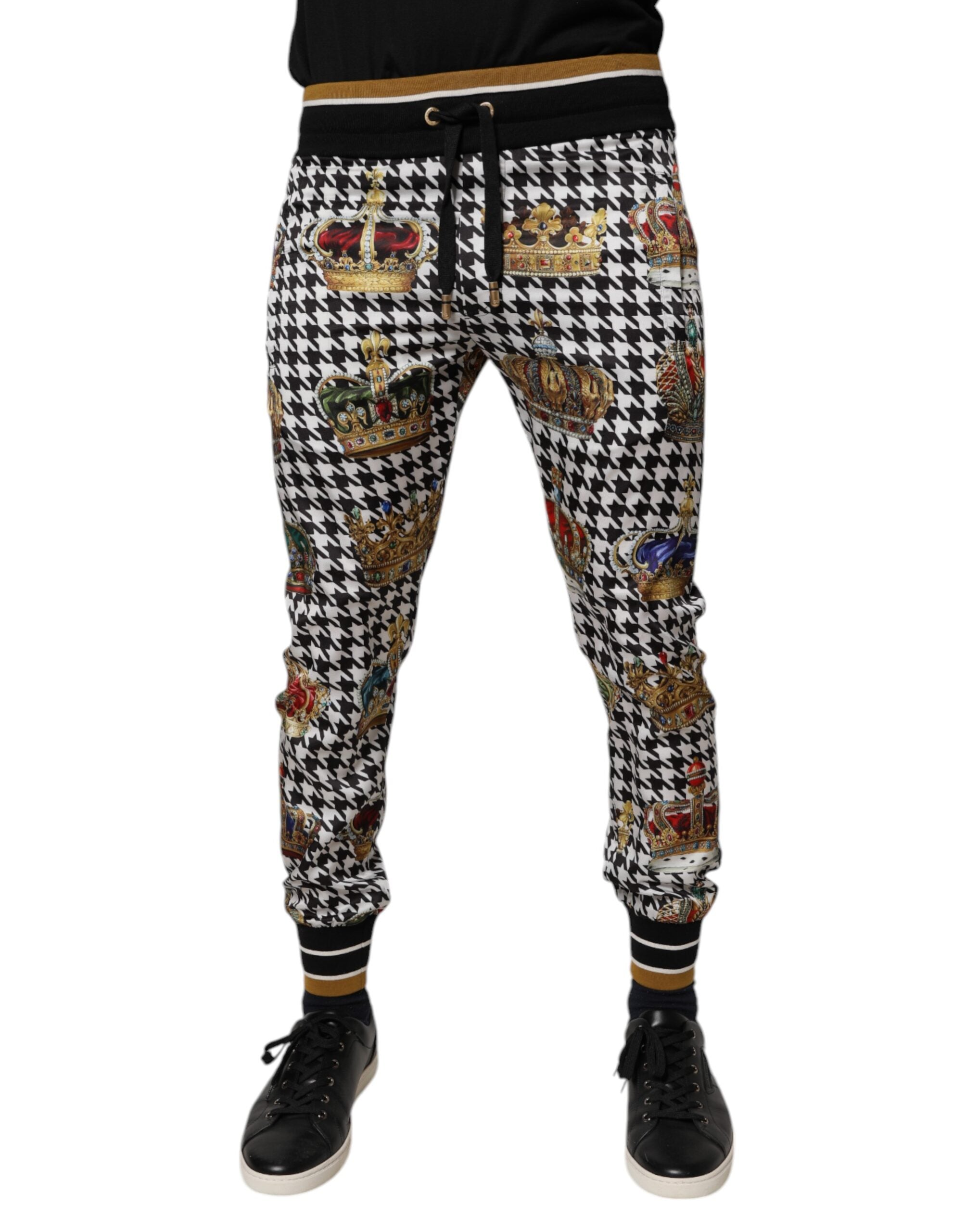 Dolce & Gabbana Multicolor Houndstooth Crown Men SweatMen's Men's Pants
