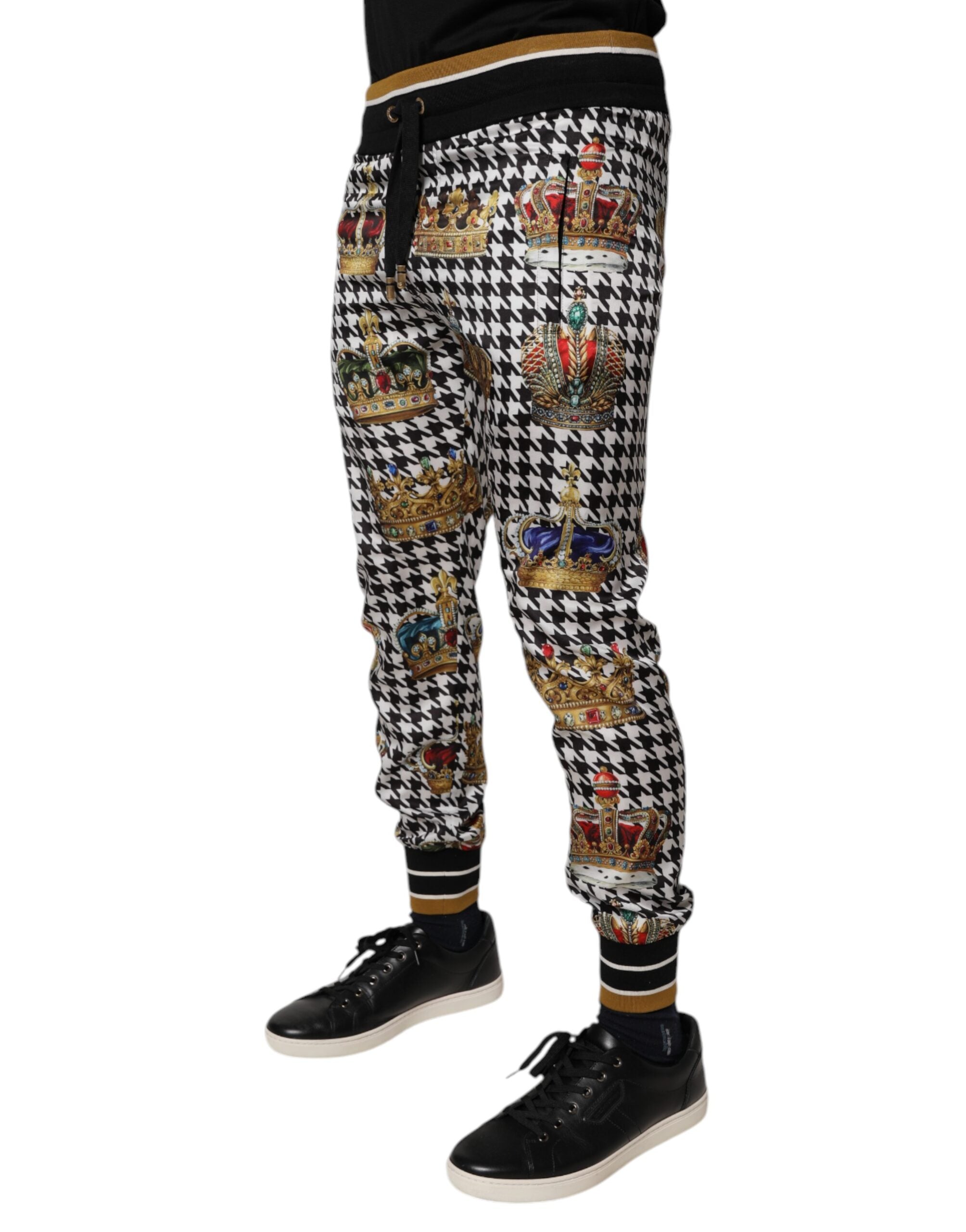Dolce & Gabbana Multicolor Houndstooth Crown Men SweatMen's Men's Pants