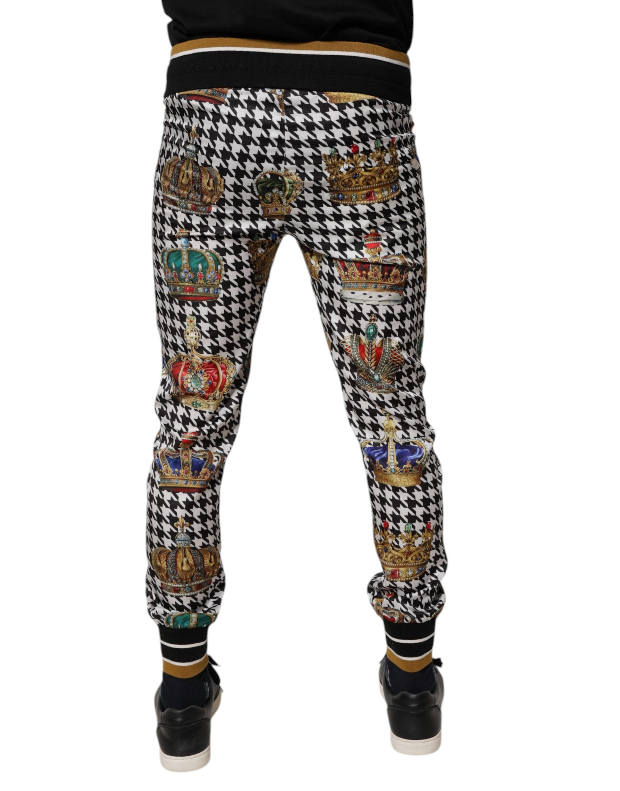 Dolce & Gabbana Multicolor Houndstooth Crown Men SweatMen's Men's Pants