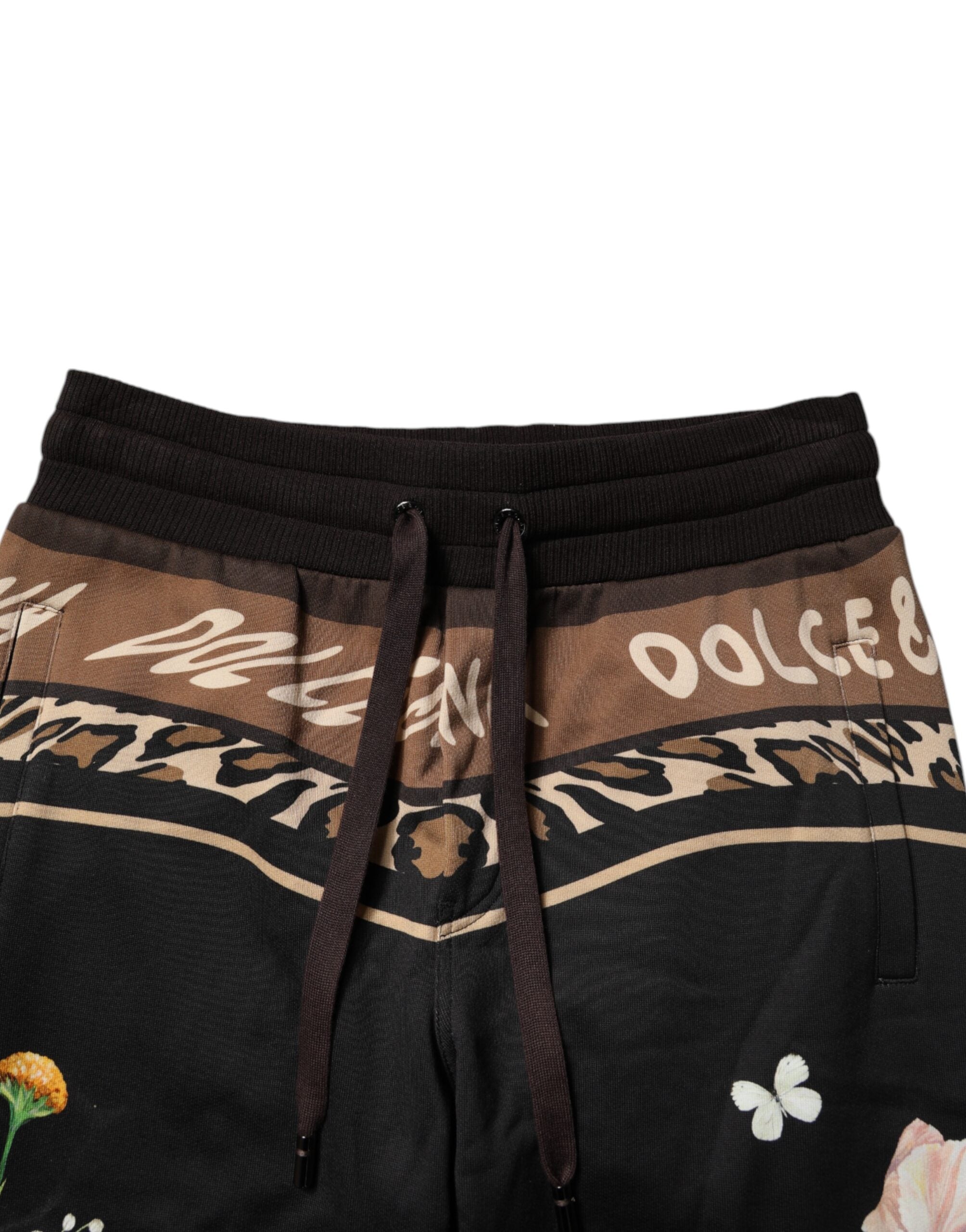 Dolce & Gabbana Black Floral Cotton Jogger SweatMen's Men's Pants