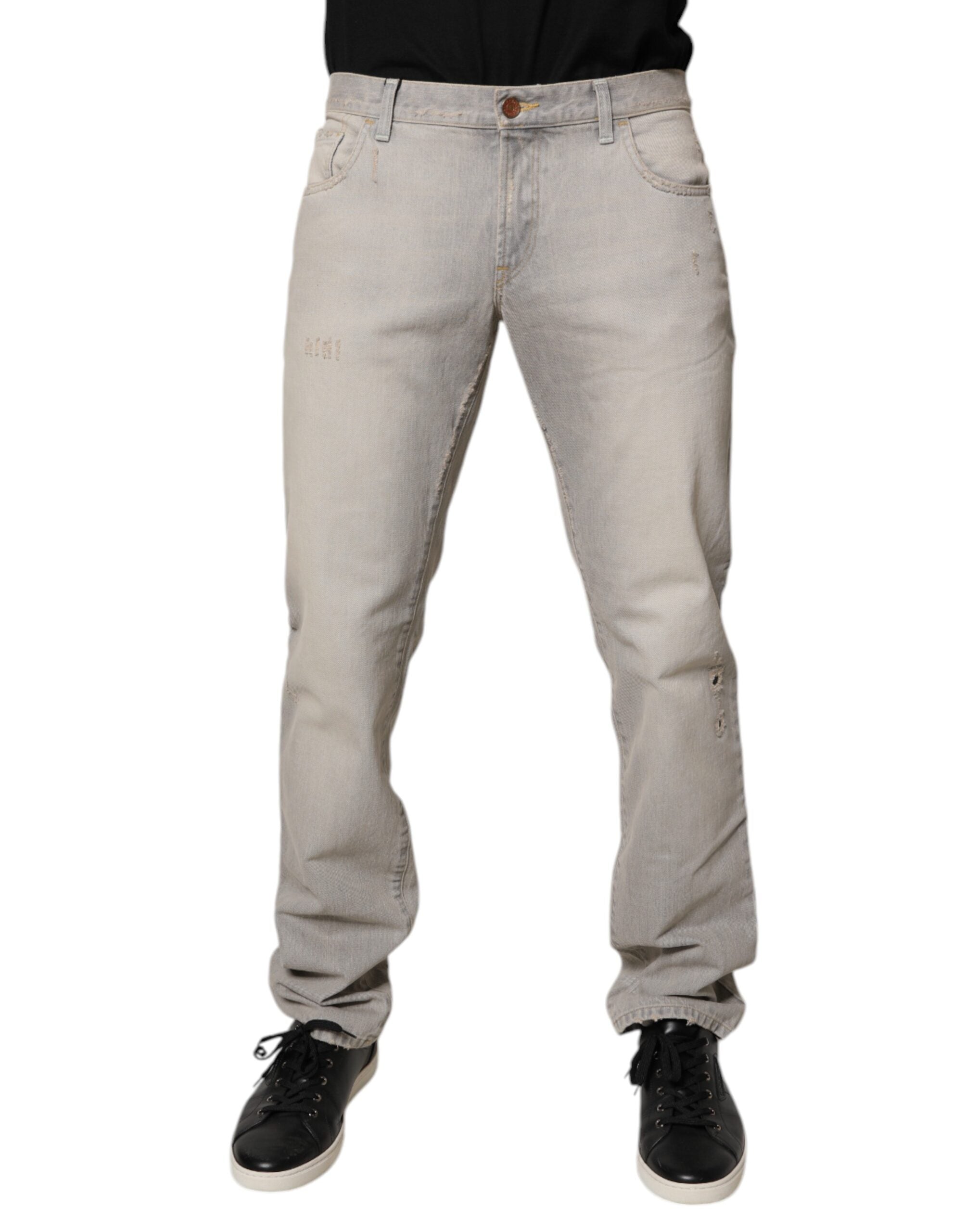 Dolce & Gabbana Light Gray Cotton Skinny Denim Men's Jeans