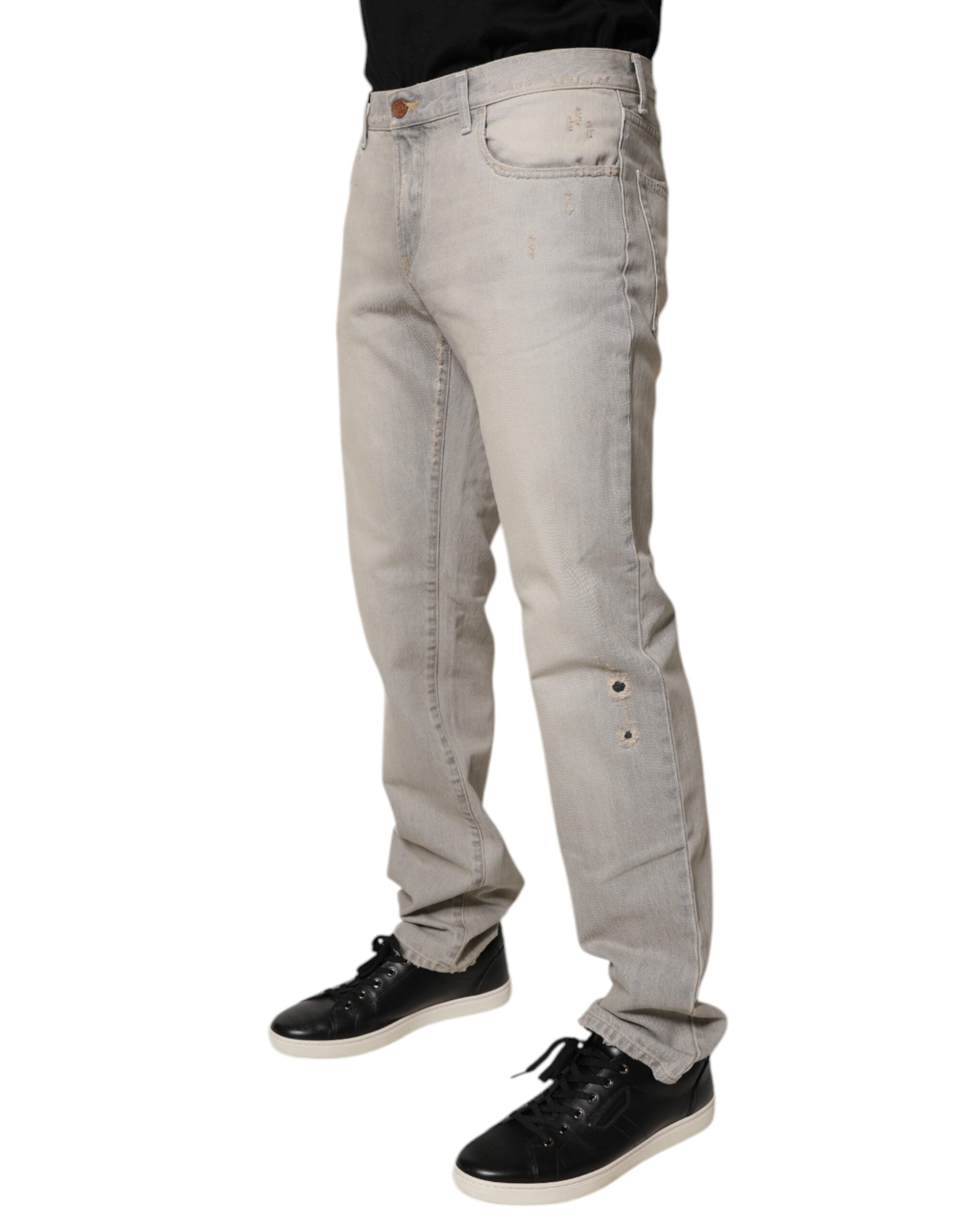 Dolce & Gabbana Light Gray Cotton Skinny Denim Men's Jeans