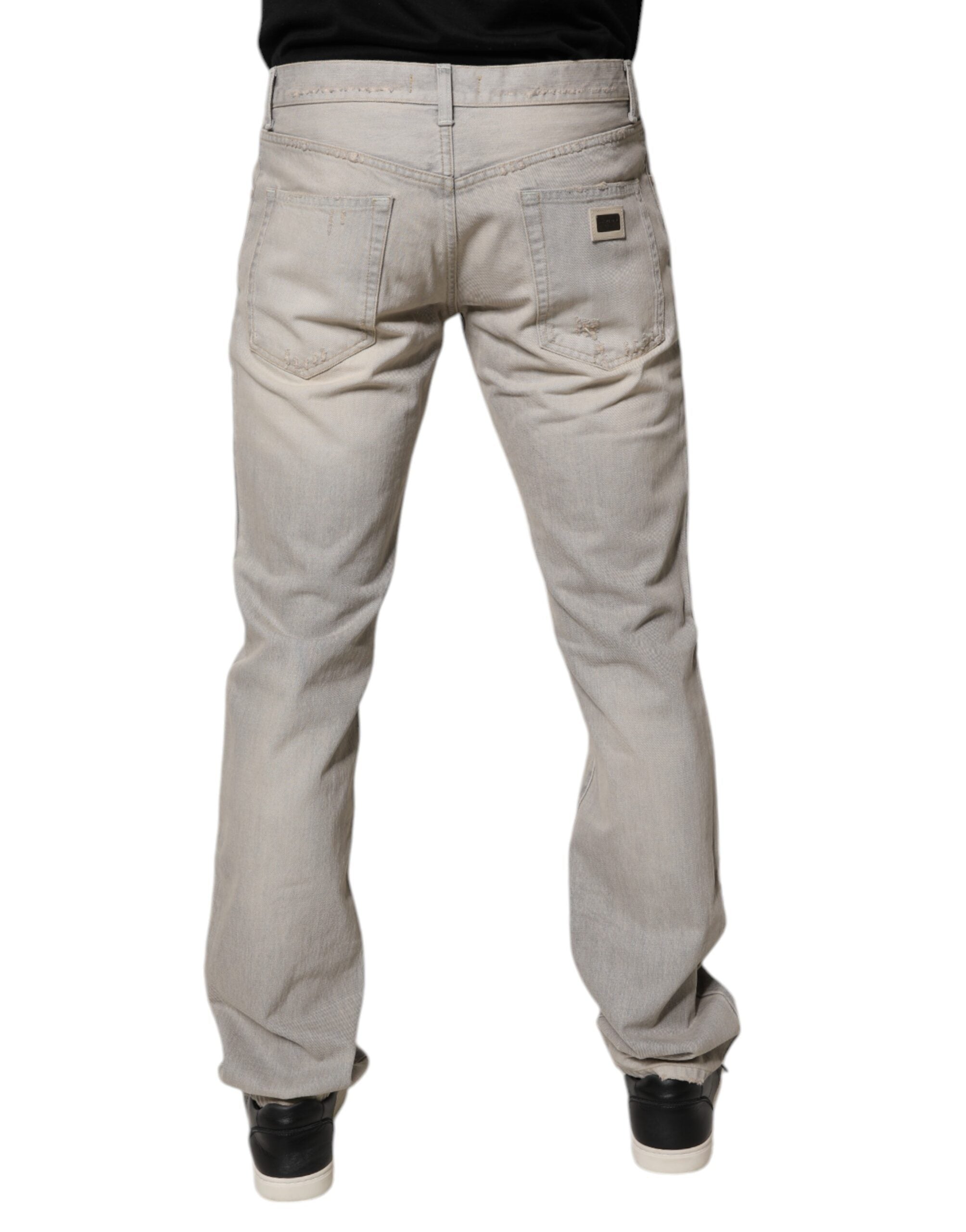Dolce & Gabbana Light Gray Cotton Skinny Denim Men's Jeans