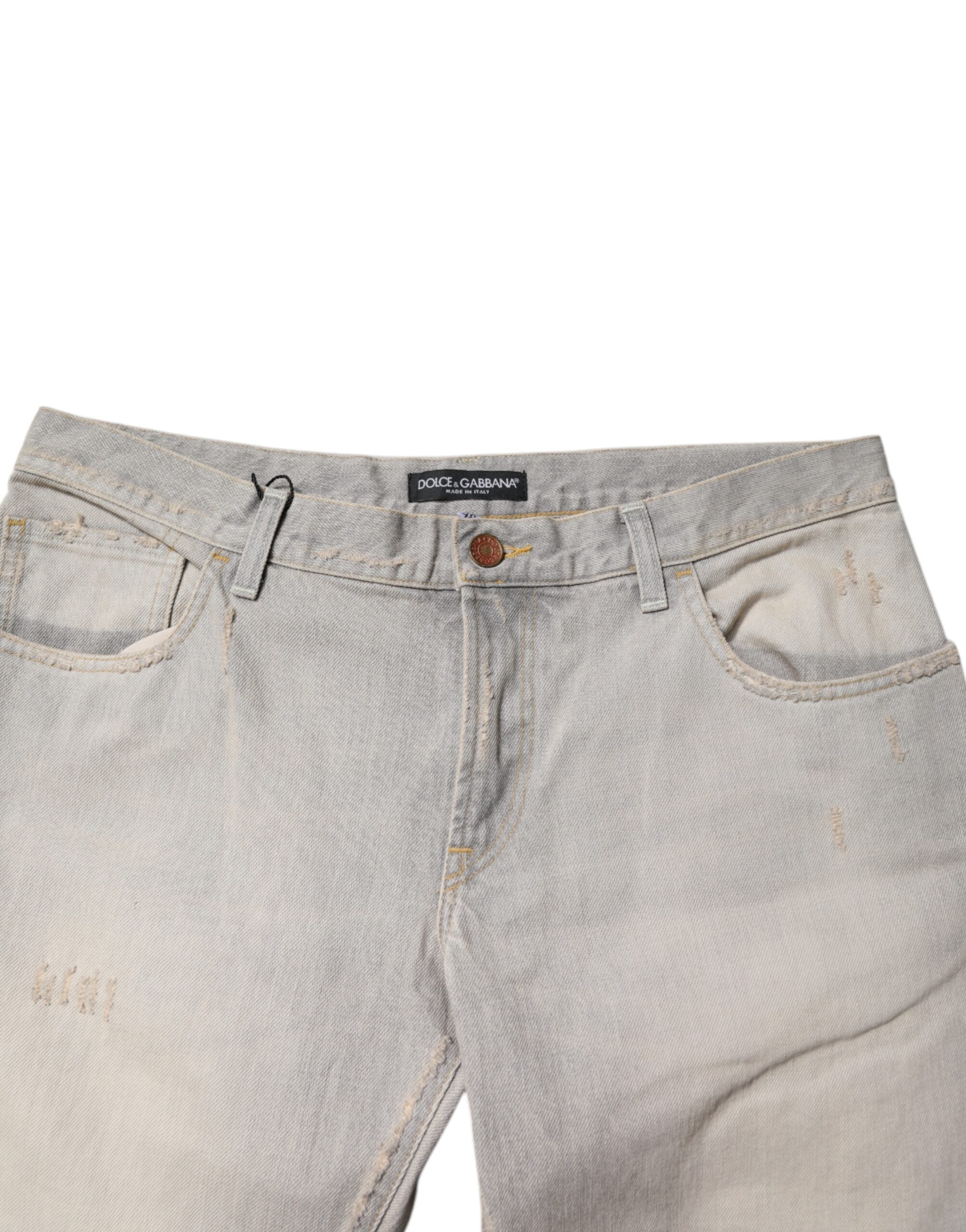 Dolce & Gabbana Light Gray Cotton Skinny Denim Men's Jeans