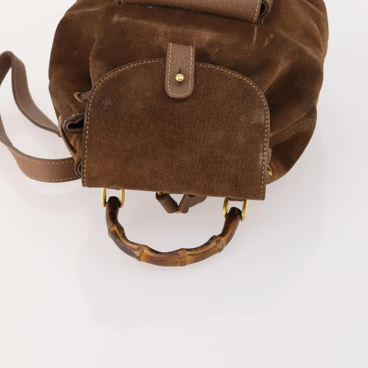 Gucci Gucci Bamboo Daim Brown Suede Backpack Bag (Pre-Owned)