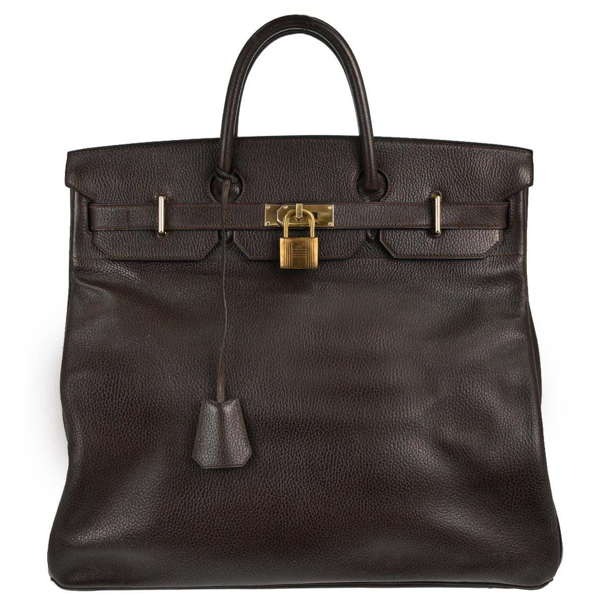 Hermes Hac Birkin Brown Ardennes With Gold Hardware Brown Leather Handbag (Pre-Owned)