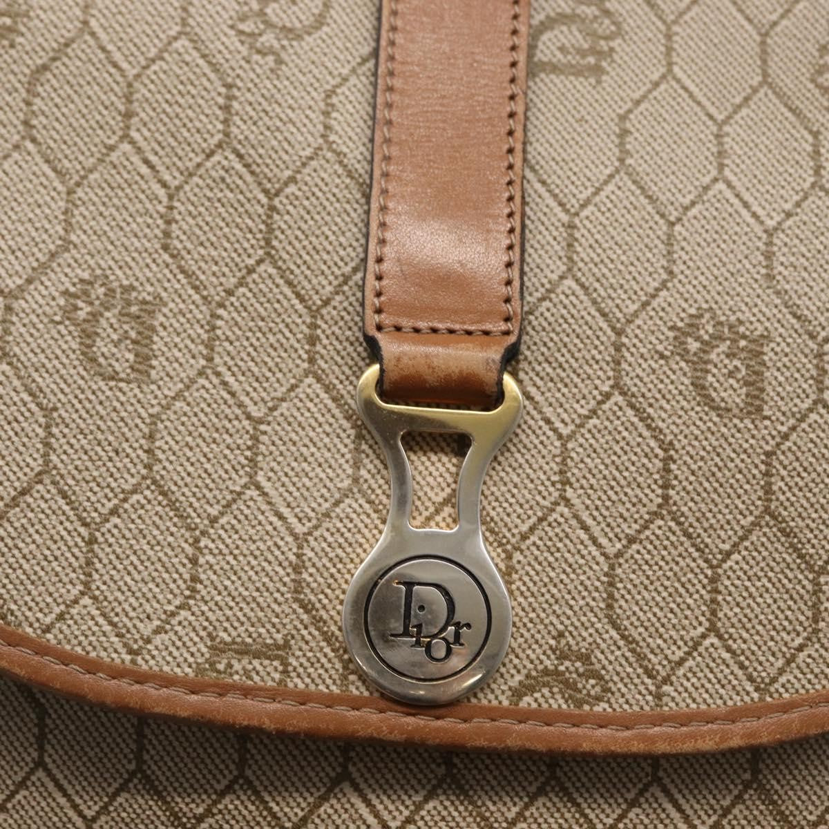 Christian Dior Vintage Honeycomb Canvas And Leather Beige Canvas Shoulder Bag Bag (Pre-Owned)