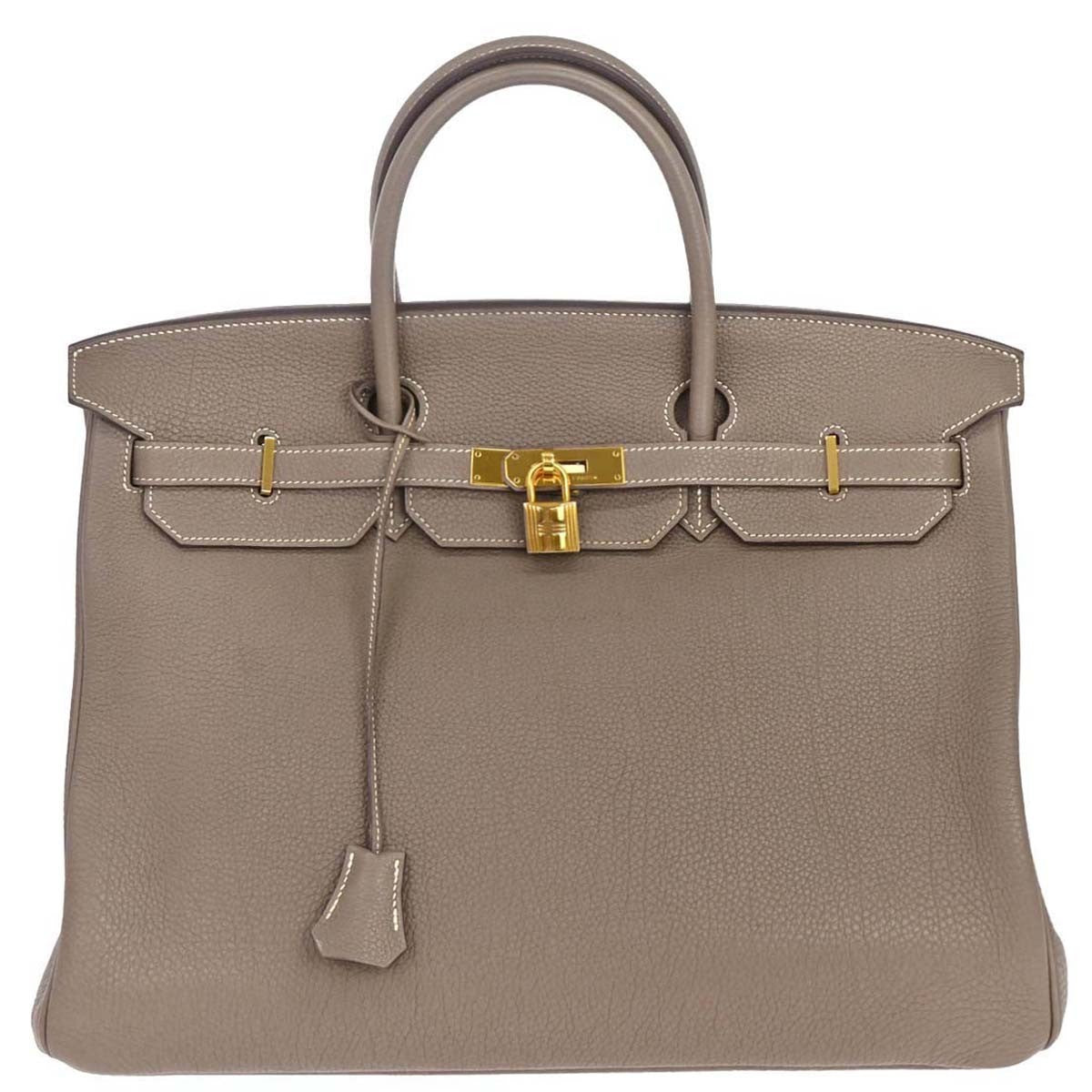 Hermes Birkin Etoupe Togo With Gold Hardware Gray Calfskin Handbag (Pre-Owned)