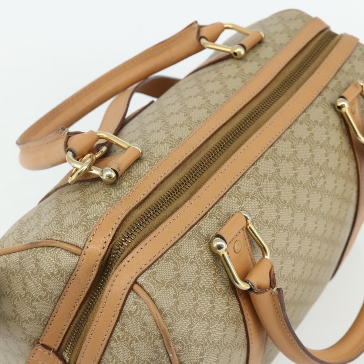 Celine Boston Triomphe Coated Canvas Beige Pvc Handbag (Pre-Owned)