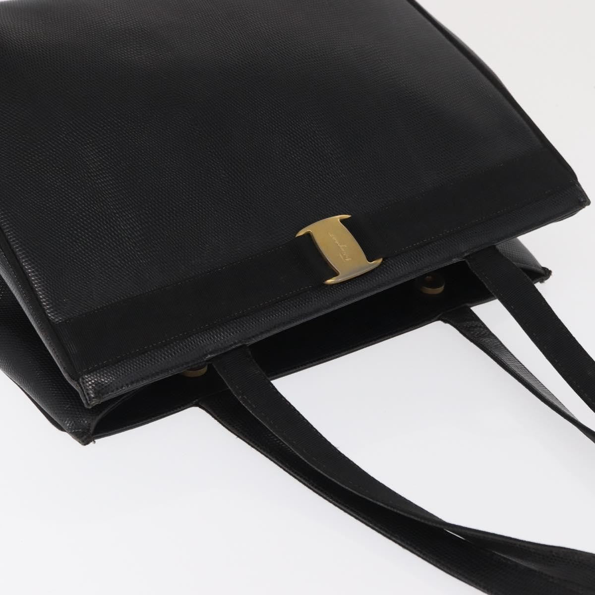 Salvatore Ferragamo Vara Tote Leather Black Leather Tote Bag Bag (Pre-Owned)