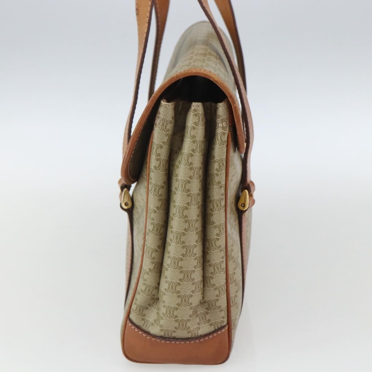 Celine Vintage Macadam Canvas And Leather Beige Canvas Handbag (Pre-Owned)