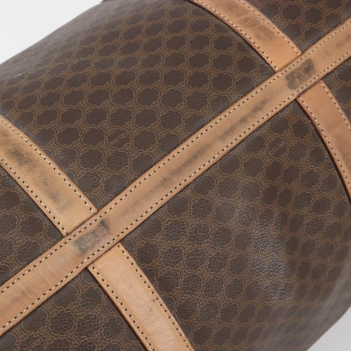 Celine Vintage Duffle Macadam Coated Canvas Brown Pvc Travel Bag Bag (Pre-Owned)