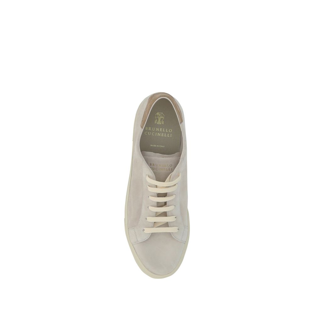 Brunello Cucinelli Cream White Leather Men's Sneakers