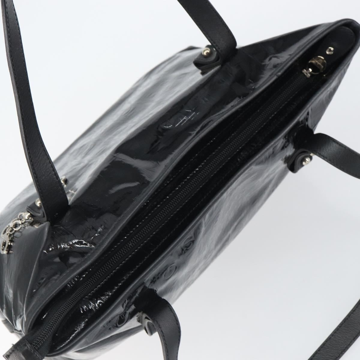 Salvatore Ferragamo Gancini Tote Patent Leather Black Patent_Leather Tote Bag Bag (Pre-Owned)