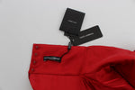 Dolce & Gabbana Red Silk Crystal-Embellished High Waist Women's Shorts