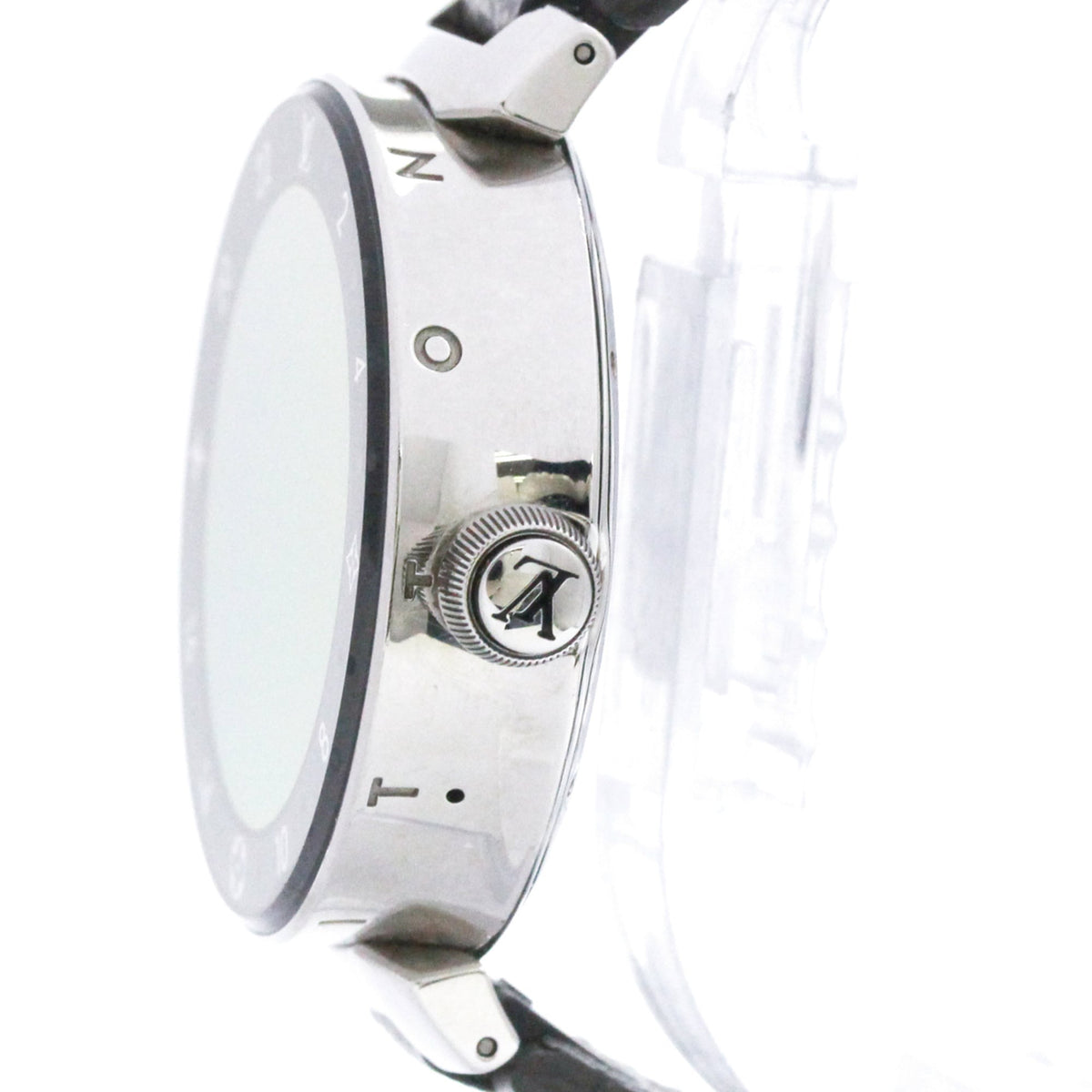Louis Vuitton Tambour Horizon Connected Quartz Smartwatch Stainless Steel And Monogram Eclipse Split Canvas Watch (Pre-Owned)