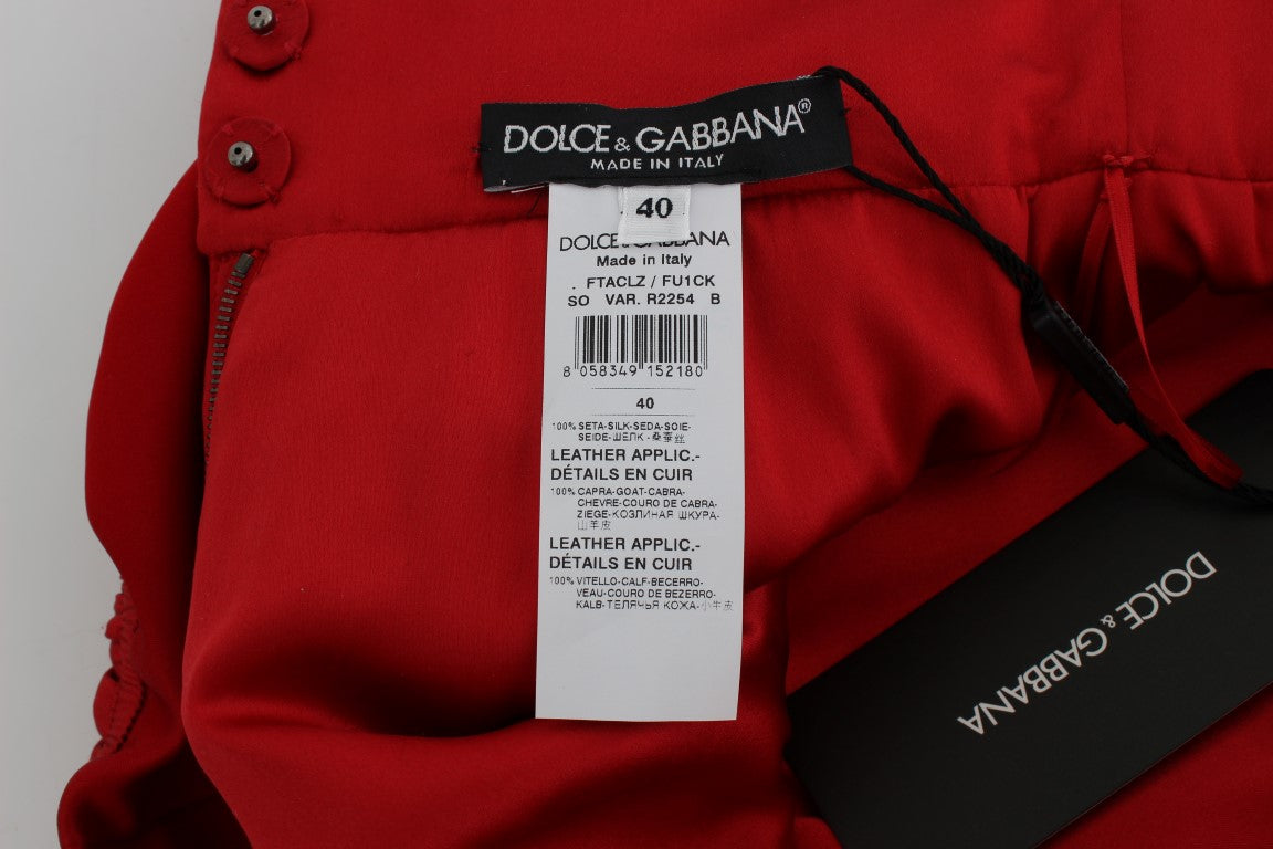 Dolce & Gabbana Red Silk Roses Sicily Women's Shorts