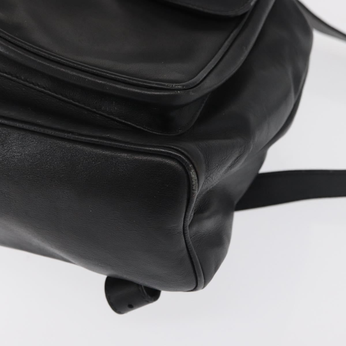 Gucci Vintage Bamboo Leather Black Leather Backpack Bag (Pre-Owned)