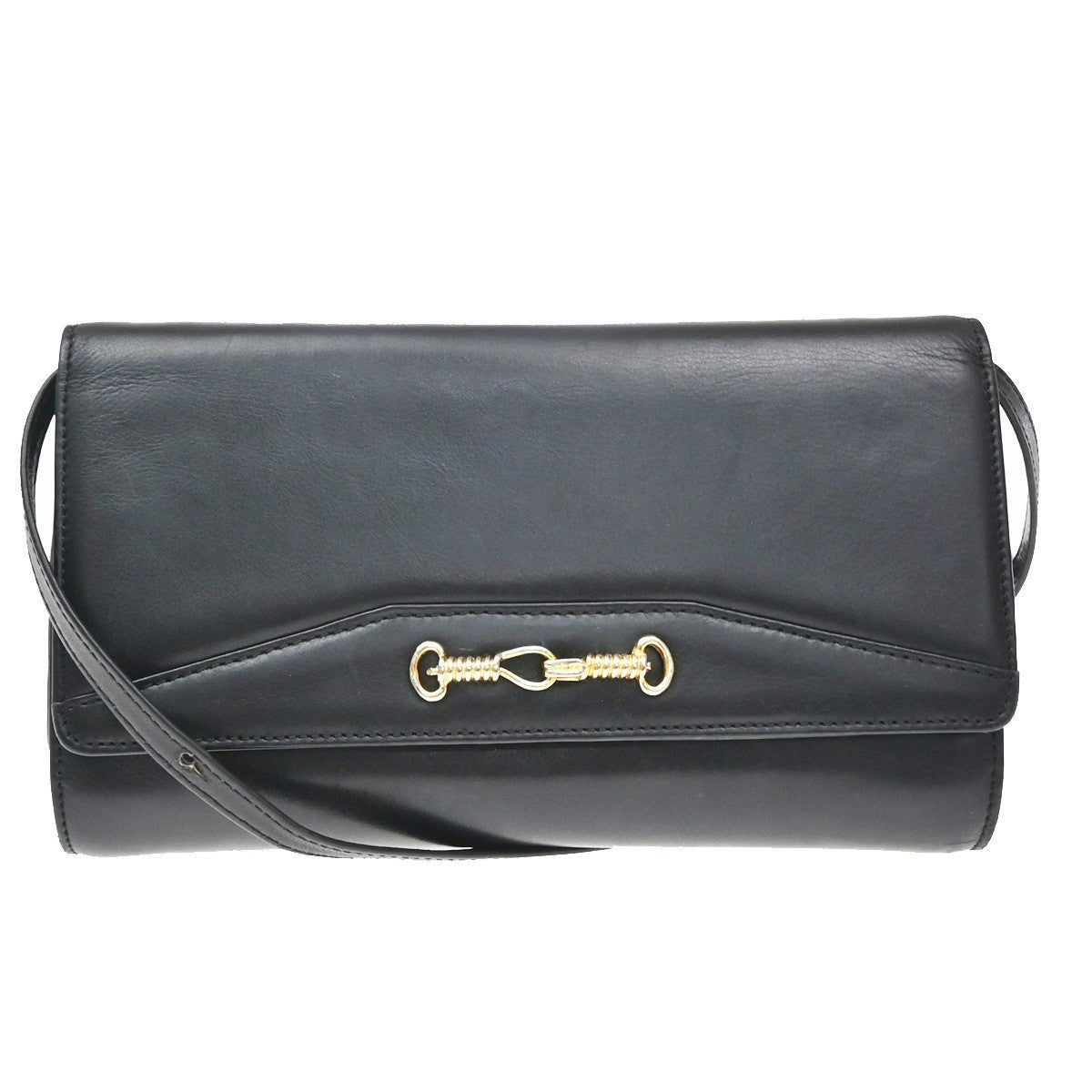 Celine Flap Shoulder Leather Black Leather Shoulder Bag Bag (Pre-Owned)