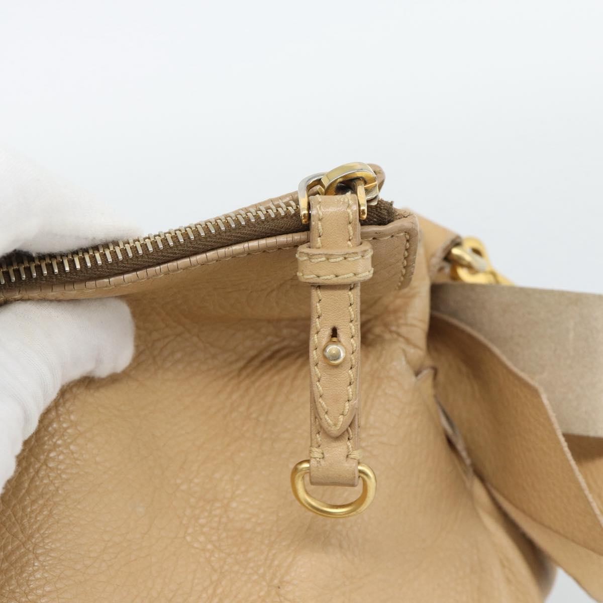 Miu Miu Convertible Satchel Leather Beige Leather Handbag (Pre-Owned)
