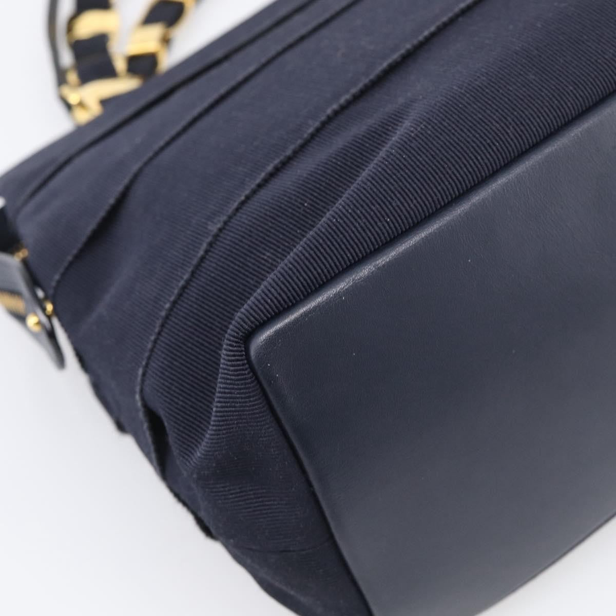 Salvatore Ferragamo Vala Canvas Navy Canvas Shoulder Bag Bag (Pre-Owned)