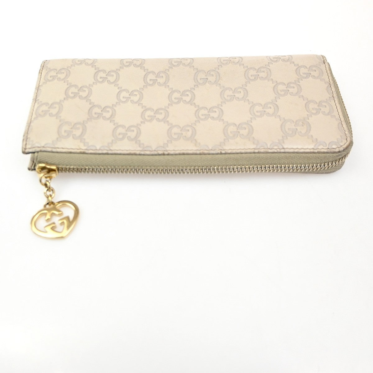 Gucci Interlocking G Zip Around Wallet (Outlet) Leather Beige Leather Wallets Accessory (Pre-Owned)