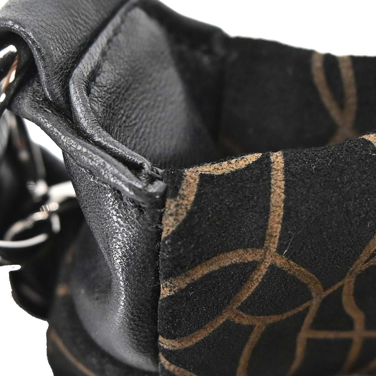 Chanel Camellia Chain Embossed Suede Black Suede Shoulder Bag Bag (Pre-Owned)