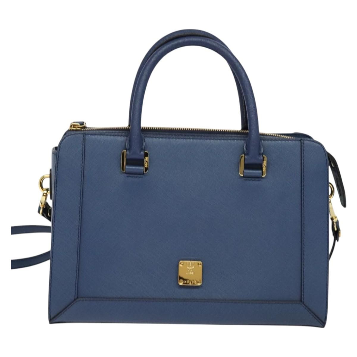 MCM Vintage Leather Blue Leather Handbag (Pre-Owned)