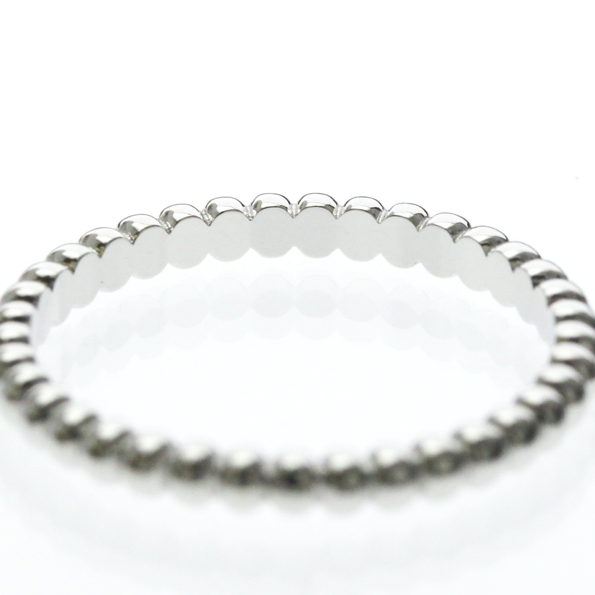Van Cleef & Arpels Perlee 18K White Gold Silver White_Gold Ring Jewelry (Pre-Owned)