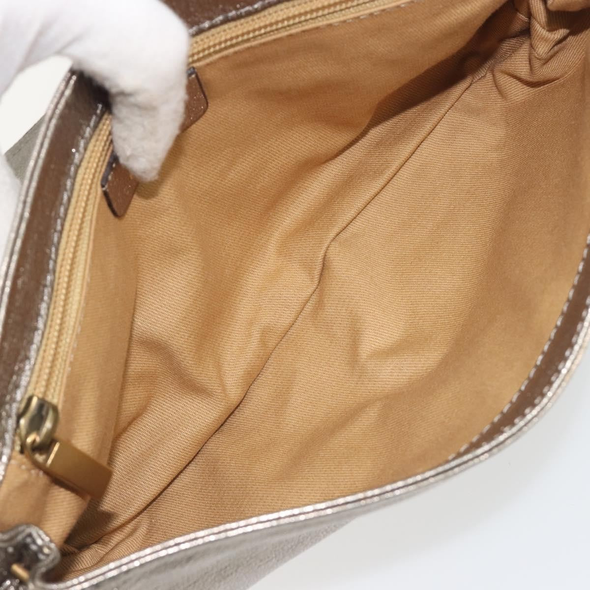 Salvatore Ferragamo Gancini Leather Silver Leather Shoulder Bag Bag (Pre-Owned)