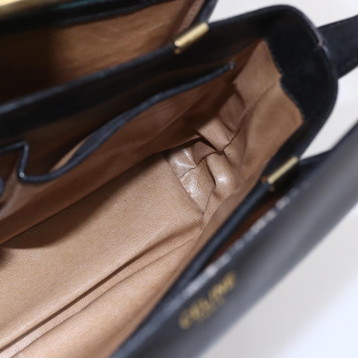 Celine Vintage Leather Black Leather Shoulder Bag Bag (Pre-Owned)