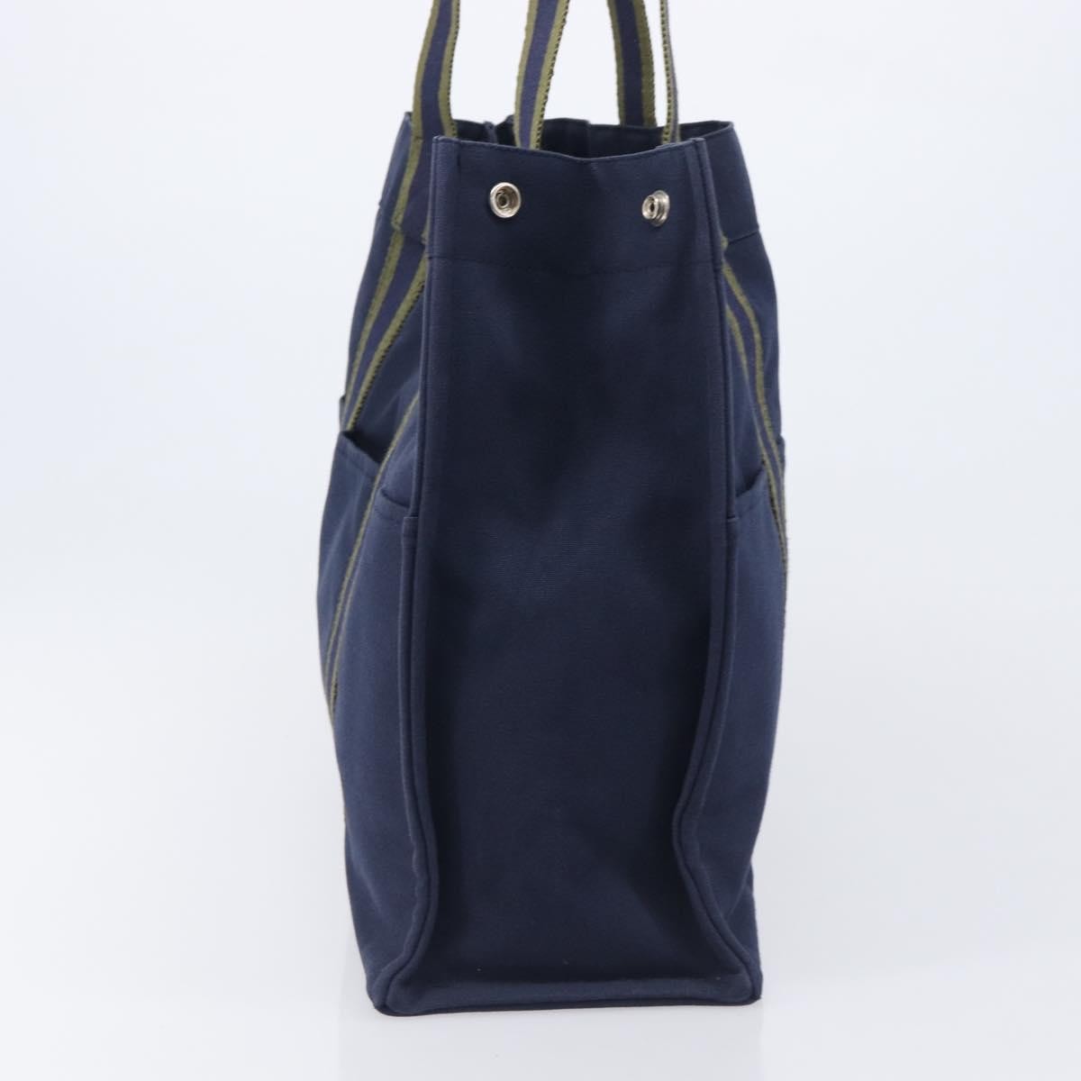 Hermes Fourre Tout Toile Navy Canvas Tote Bag Bag (Pre-Owned)