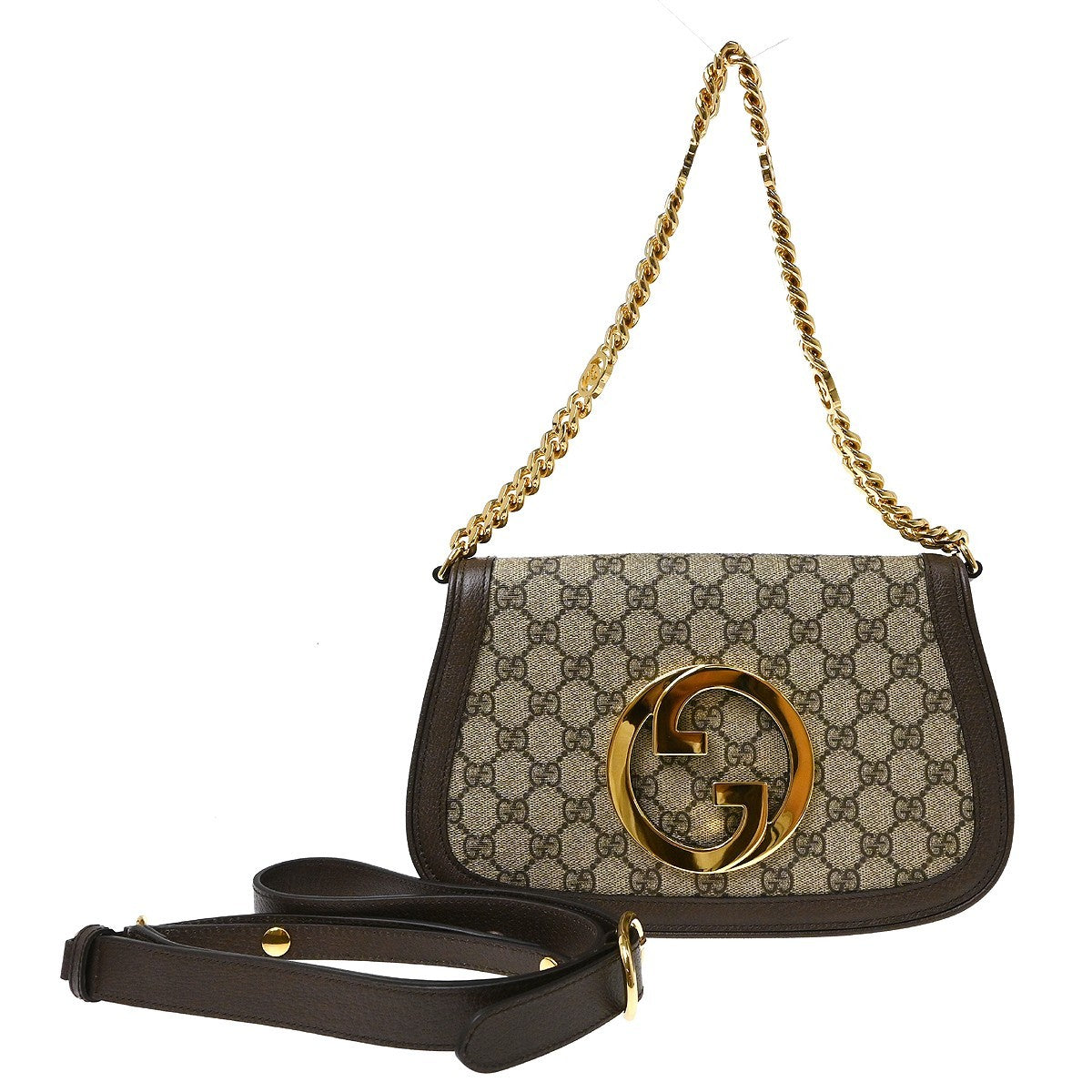 Gucci Blondie Nm Chain Flap Gg Coated Canvas Beige Canvas Shoulder Bag Bag (Pre-Owned)