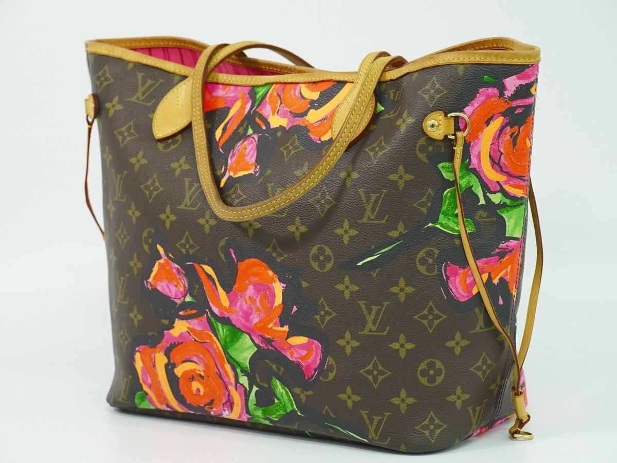 Louis Vuitton Neverfull Limited Edition Monogram Roses Brown Canvas Tote Bag Bag (Pre-Owned)